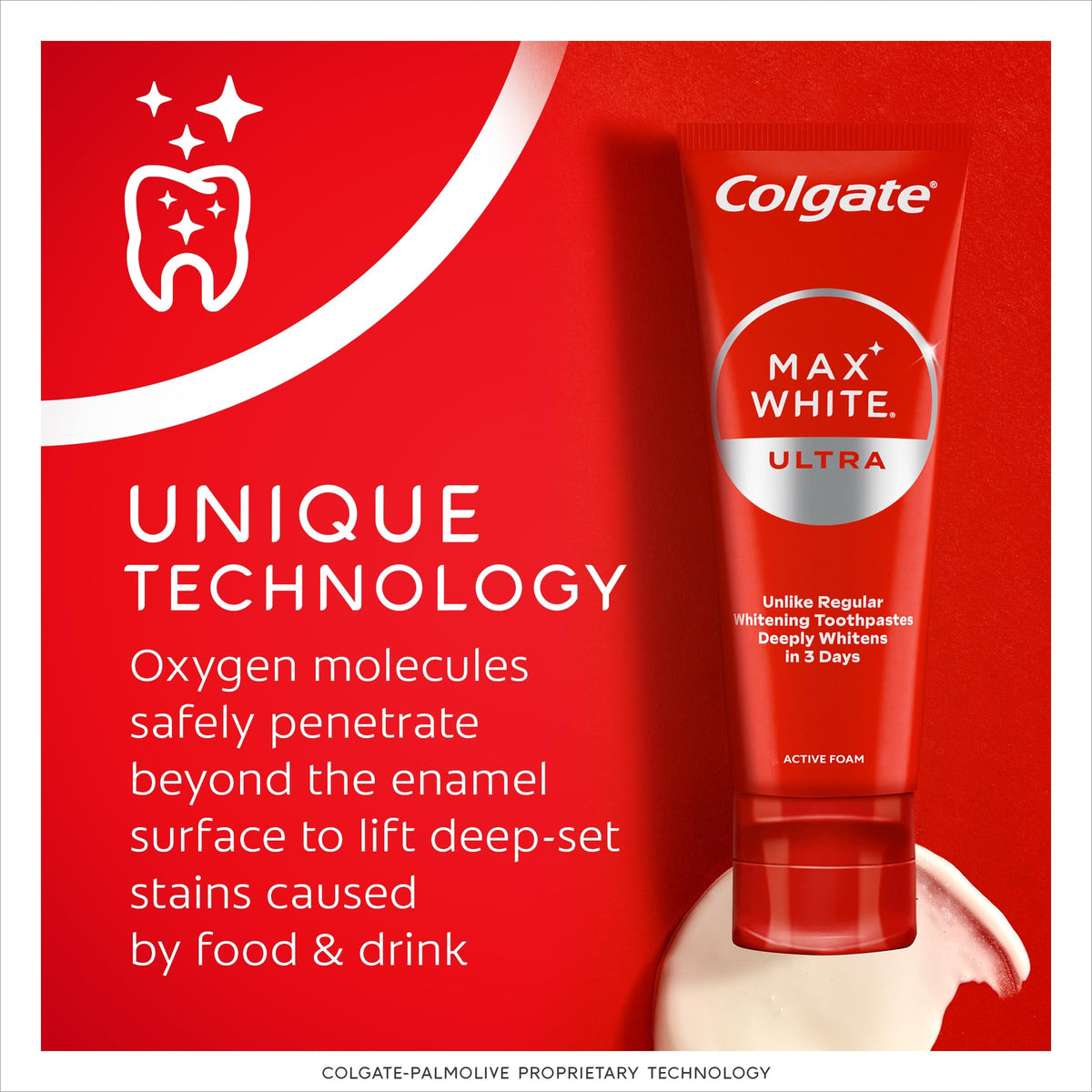 Colgate Max White Ultra Active Foam Whitening Toothpaste, 75ml