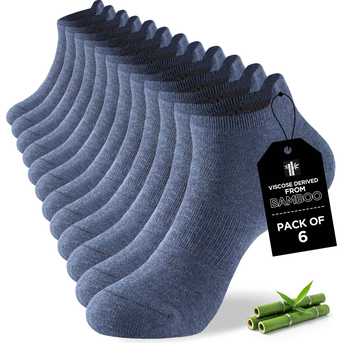 Niorasen Bamboo Trainer Socks for Men & Women, 6 Pairs, Low Cut
