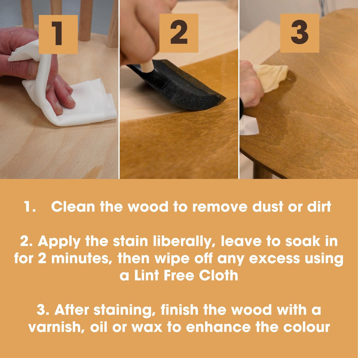 Furniture Clinic Wood Stain (Natural Oak) – Fast Drying, Highly Concentrated, and Easy-to-Apply Light Oak Wood Stain for All Indoor & Outdoor Wood – Water Based & Non-Toxic – 250ml