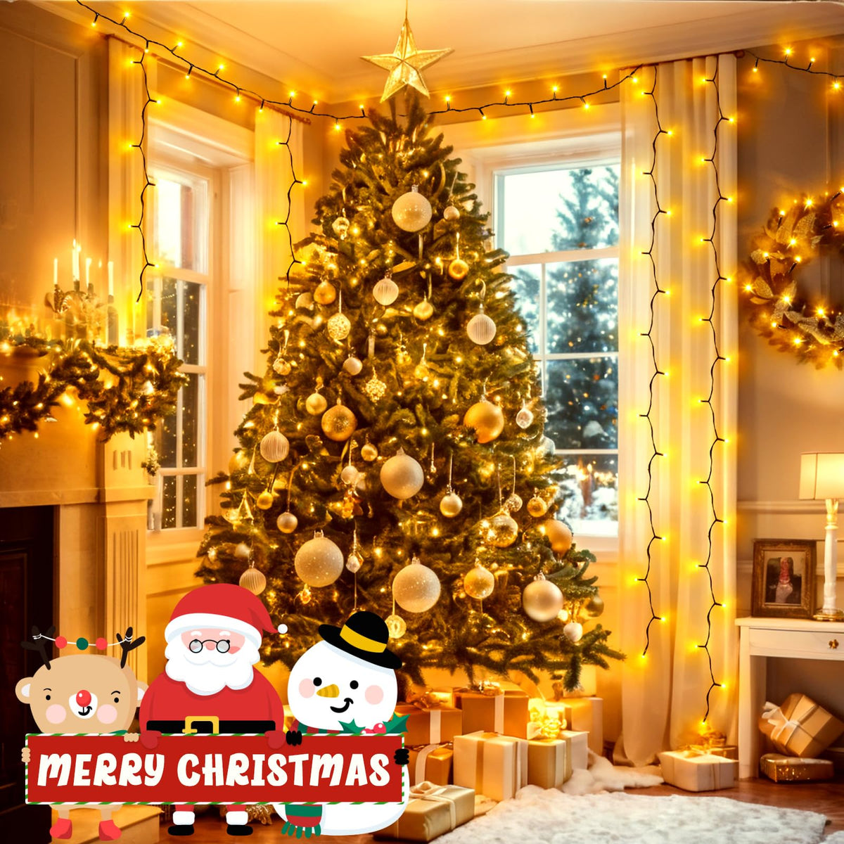 Gcstnn Battery Fairy Lights, 3M/9.8Ft 30LED Battery Powered Fairy Lights Indoor Outdoor with 6h Timer Waterproof String Lights On Green Cable,for Bedroom Christmas Tree Decorations,Garden-Cool White