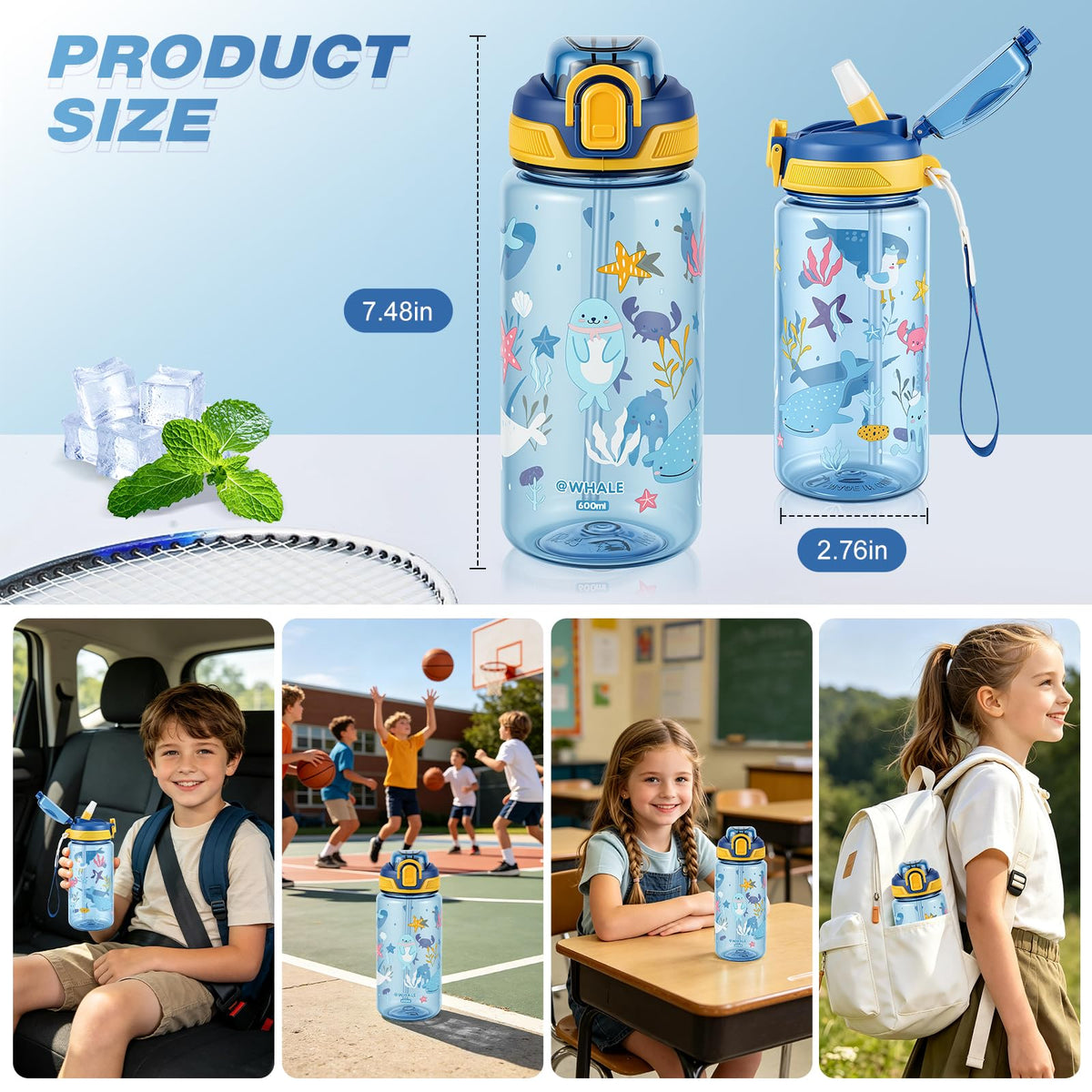 SEASEVEN Flat Water Bottle 750ML for Gym,School Office(Flat Pink)