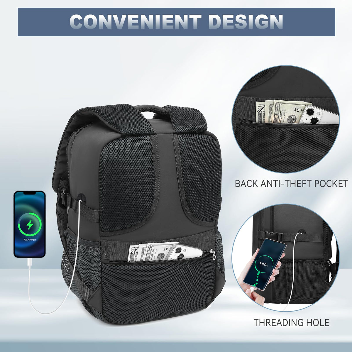 Lossga Ryanair Cabin Bags 40x30x20 Underseat Carry-ons Travel Backpack (Pack of 2)