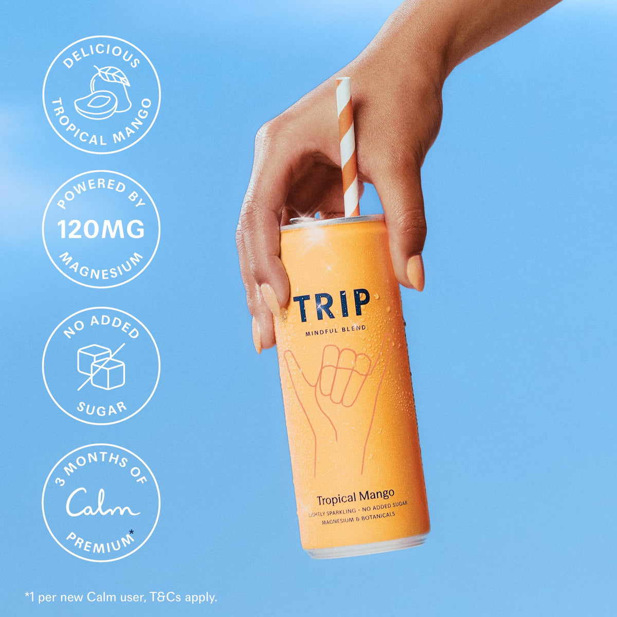 TRIP Cucumber Mint Sparkling drink with 120MG calming Magnesium + Lion’s Mane + Chamomile + Lemon Balm. Low Calorie and Vegan (Pack of 12 x 250ml) - Packaging Might Vary
