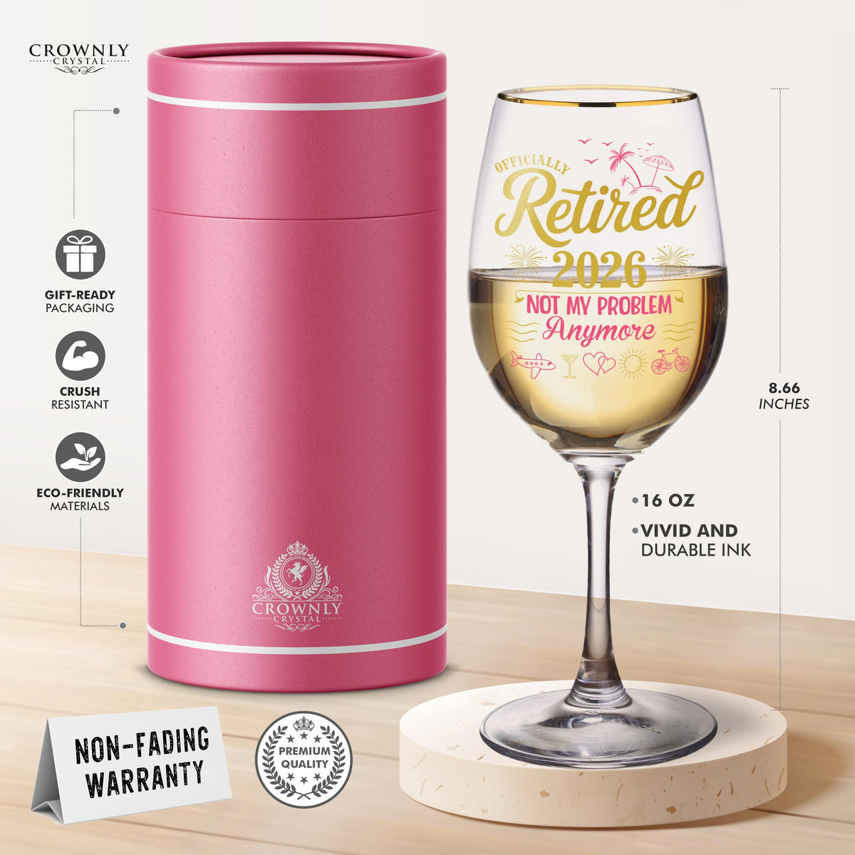 CROWNLY CRYSTAL® Mothers Day Gifts for Mum Wine Glass Personalised Mummy Birthday Present Womens Drinking Glasses Ladies Gift Ideas Mum Presents from Daughter Son