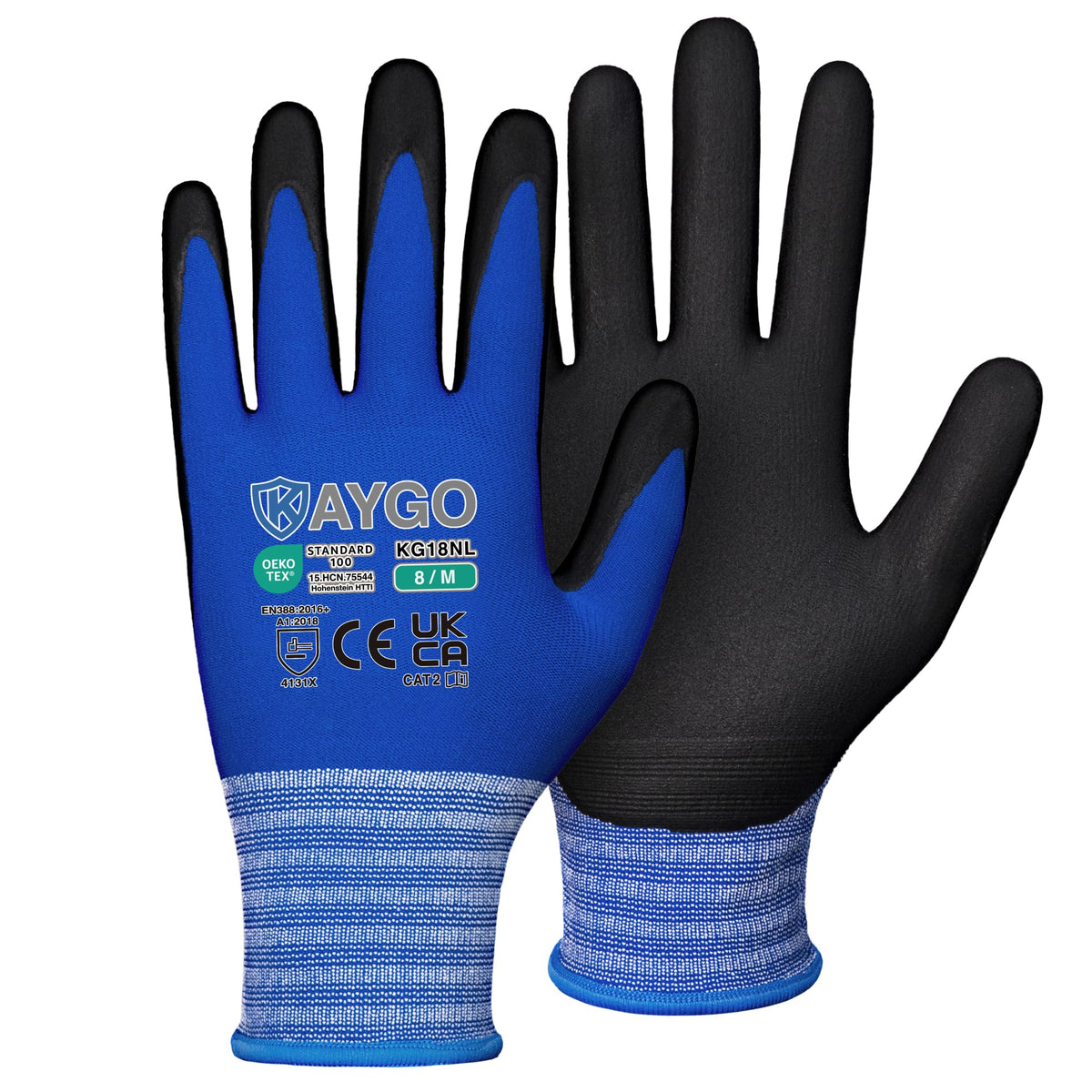 KAYGO Safety Work Gloves MicroFoam Nitrile Coated 12 Pairs, KG18NB