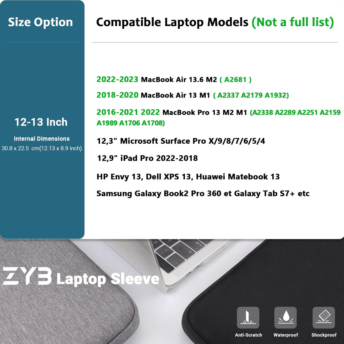 ZYB Laptop Sleeve 14 Inch, Waterproof Shockproof 14 Inch Laptop Case for 14" Notebook Lenovo Thinkpad IdeaPad, MacBook Air 15.3 2026-2023 M5 M4 M3 M2, 14" HP Dell Acer Chromebook Mac Pro 15-Purple