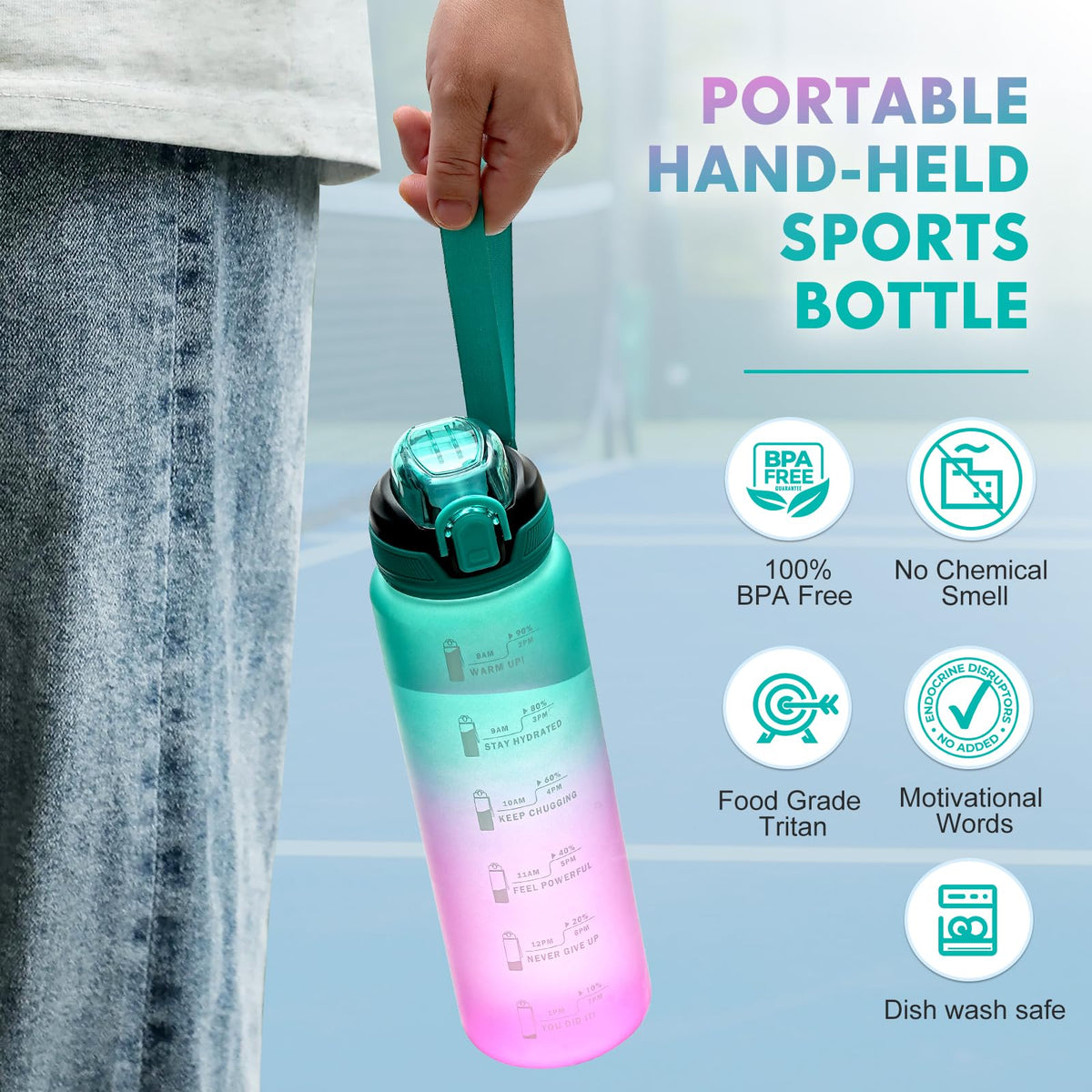 SEASEVEN Flat Water Bottle 750ML for Gym,School Office(Flat Pink)