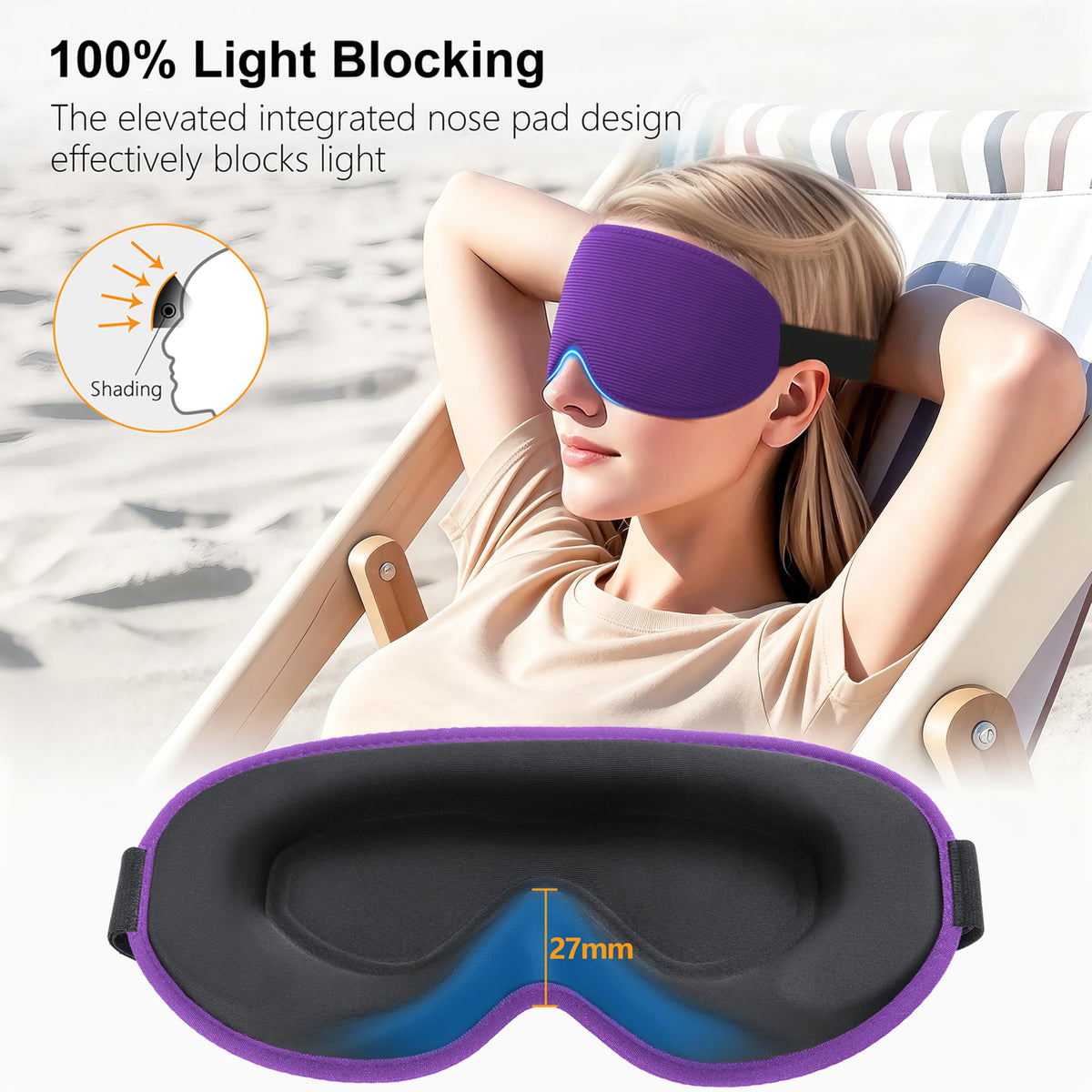 Gritin 100% Blackout Sleep Mask for Women & Men-Zero Eye Pressure Eye Mask