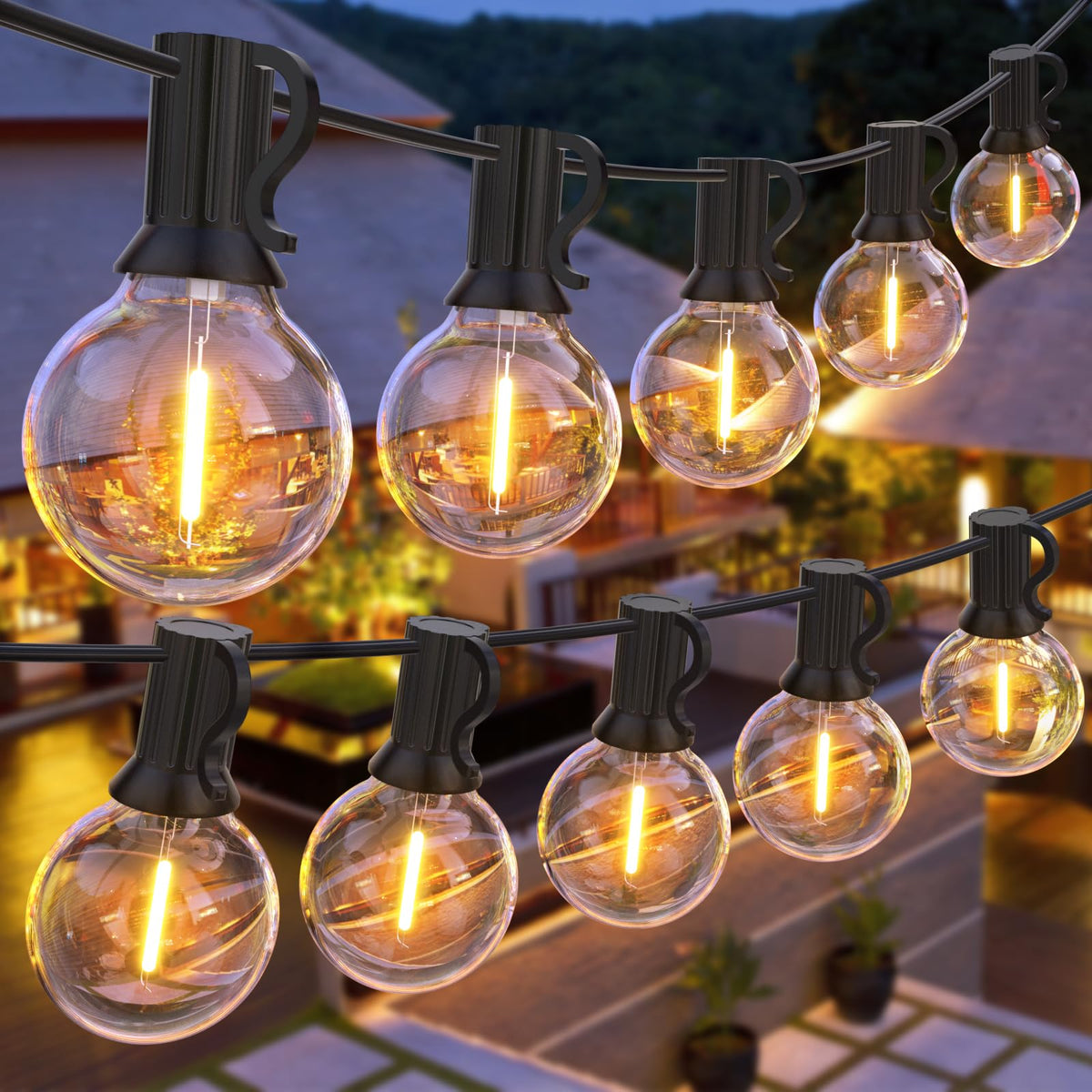 GPATIO Garden Lights, 30FT/9M LED Festoon Lights with 16 Shatterproof Bulbs