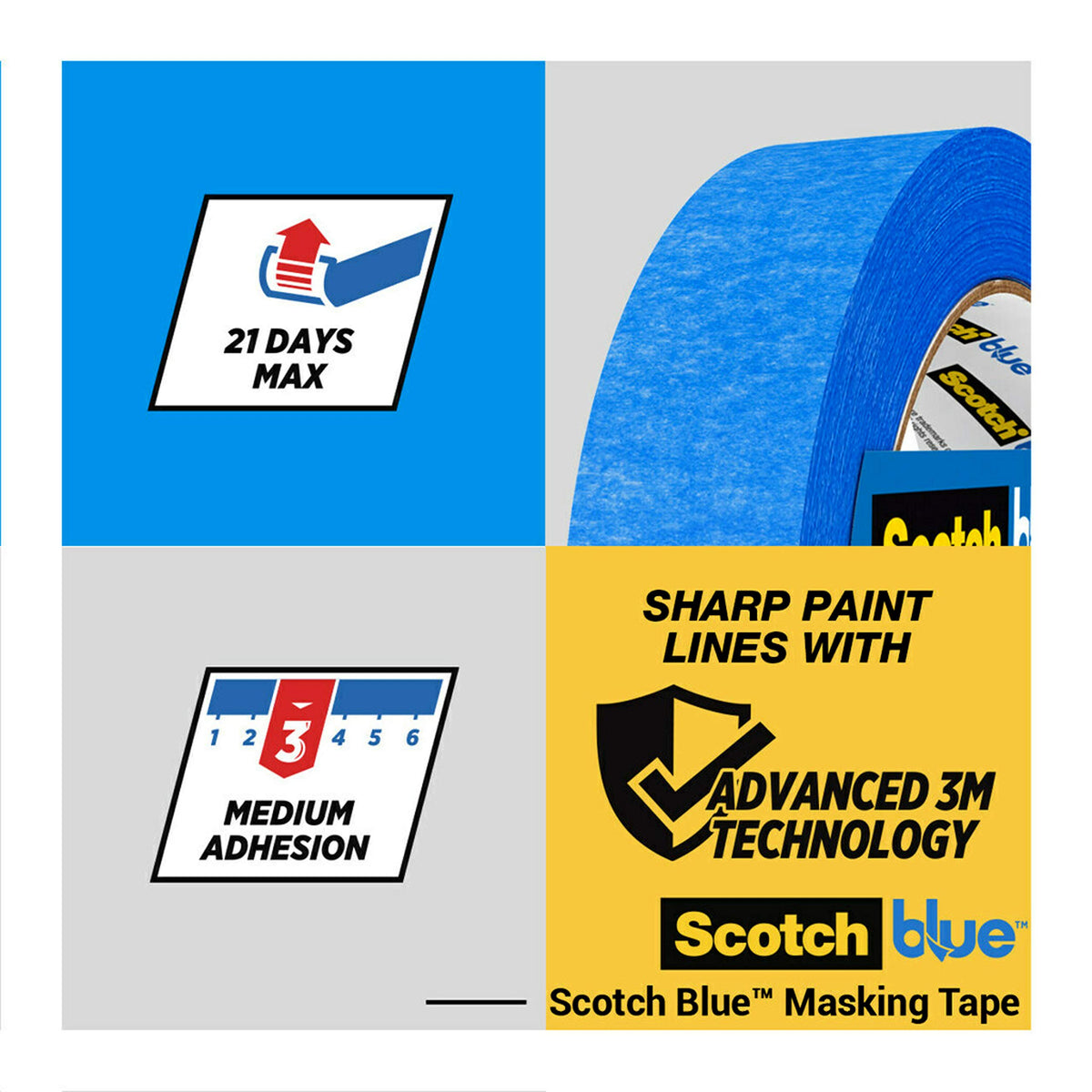 ScotchBlue Multi-Surface Premium Masking Tape, 24mm x 41m, 1 Roll/Pack - Scotch Adhesive Blue Painters Tape, For Painting and Decorating, Indoor & Outdoor, Sticks Well, 100% PEFC