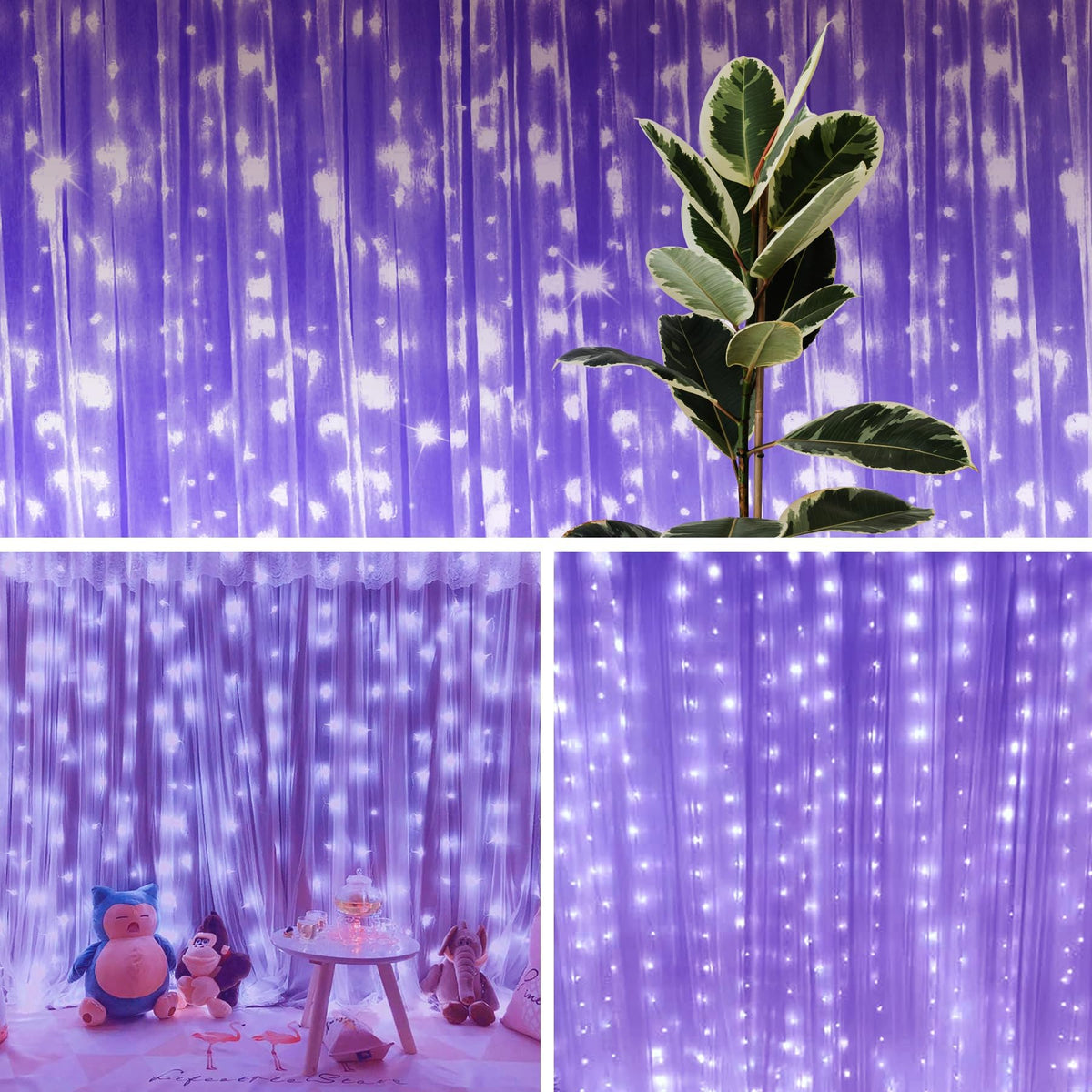 Lezonic Curtain Fairy Lights, 3m×3m 300LED Curtain String Lights Plug in