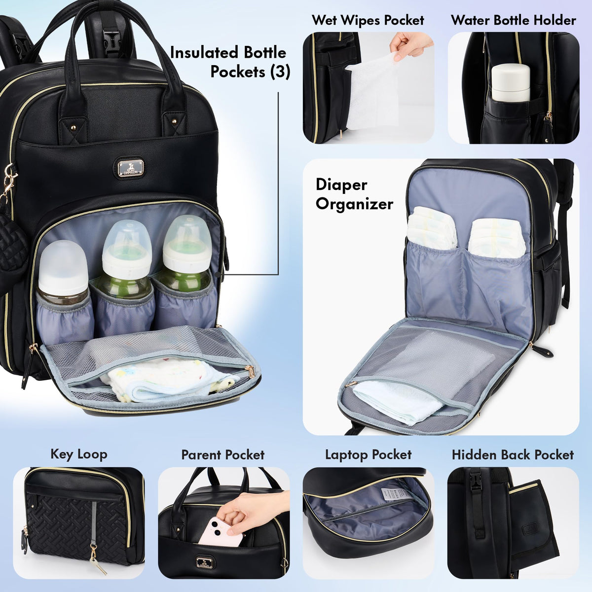 Dikaslon Baby Changing Bags Backpack, Large Baby Bag, 19 Pockets, Outdoors