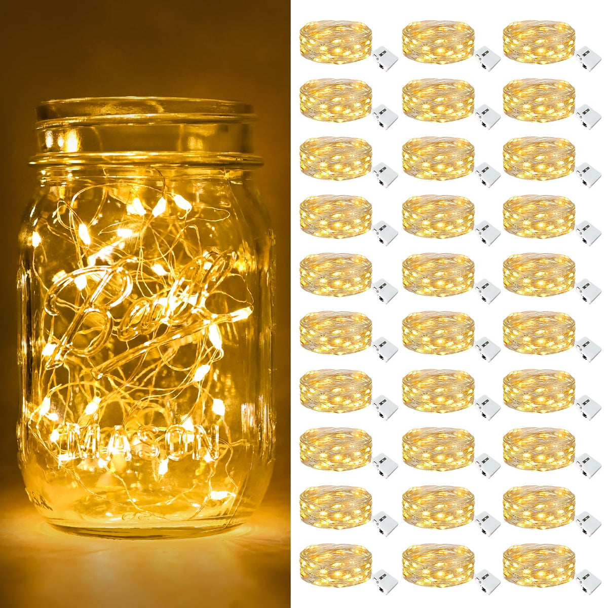 btfarm 12 Pack 3 Modes Fairy Lights Battery Operated, 2M 20LED String Light