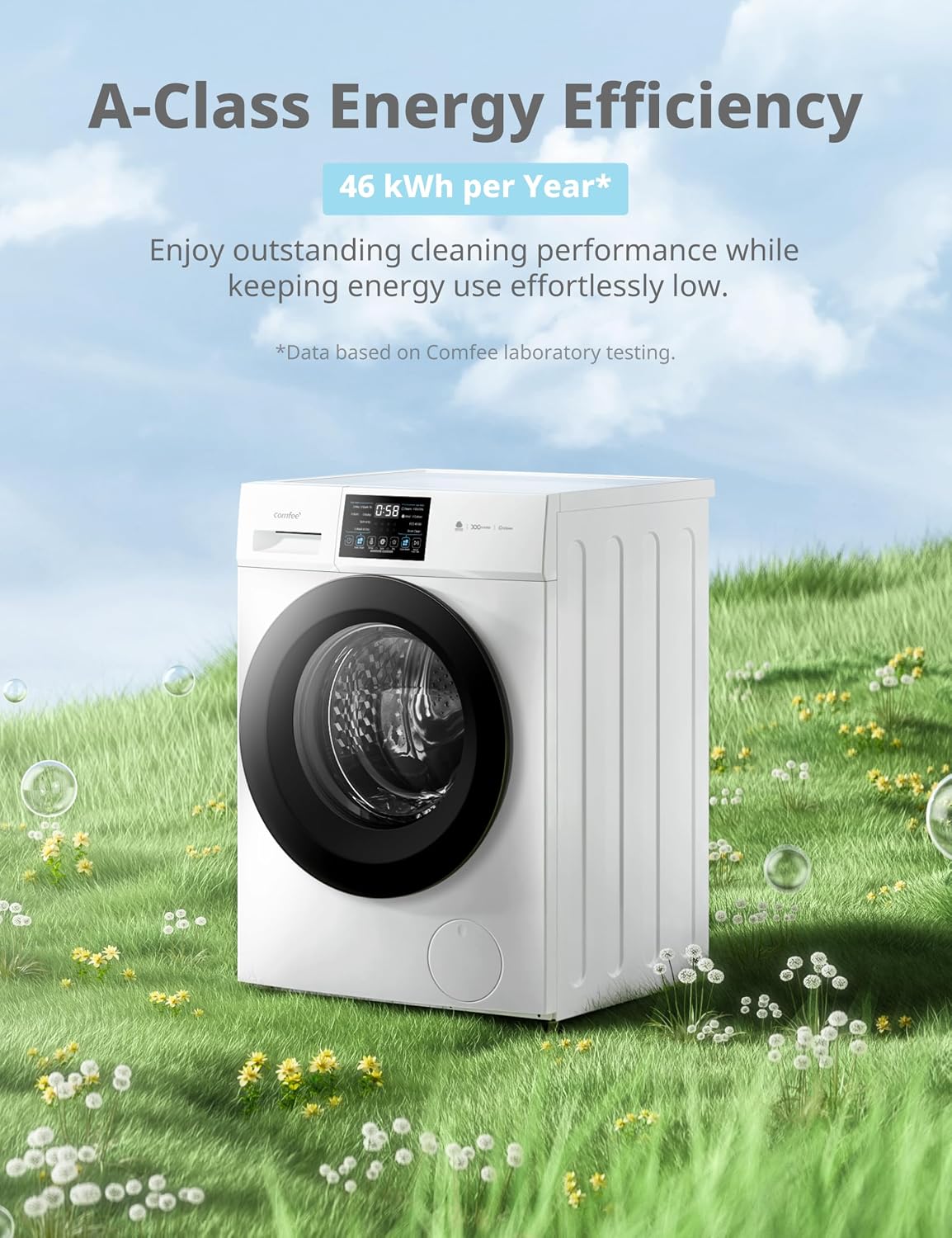 COMFEE' 10kg/7kg Washer Dryer Machine 2 in 1 Energy Class A BLDC Motor