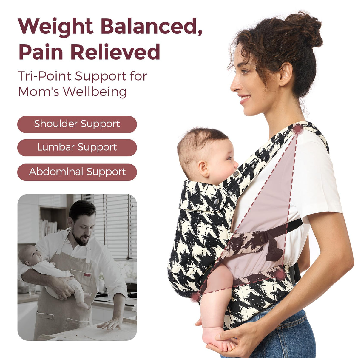 Momcozy Baby Carrier for 3-24M/3.2-20kg, Waist 64-127cm, Cotton Khaki