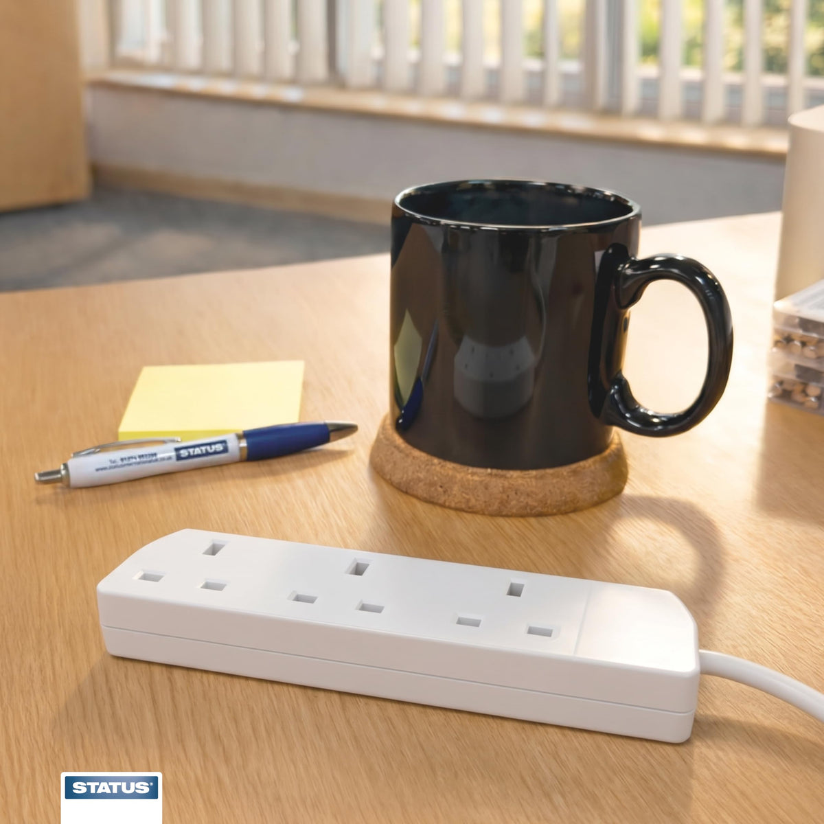 STATUS 6 Socket Extension Lead, 2m Multi-Plug Power Strip for Home, Office or Gaming Set-ups, White (S6W2MS12)