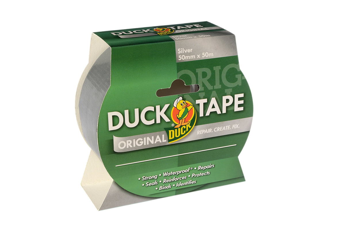 Duck Tape Original Black, 50mm x 25m. The original high strength waterproof gaffer and duct adhesive cloth repair tape