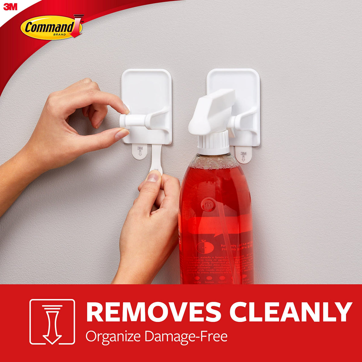 Command Broom Grippers, White, 2 Hooks and 6 Adhesive Strips