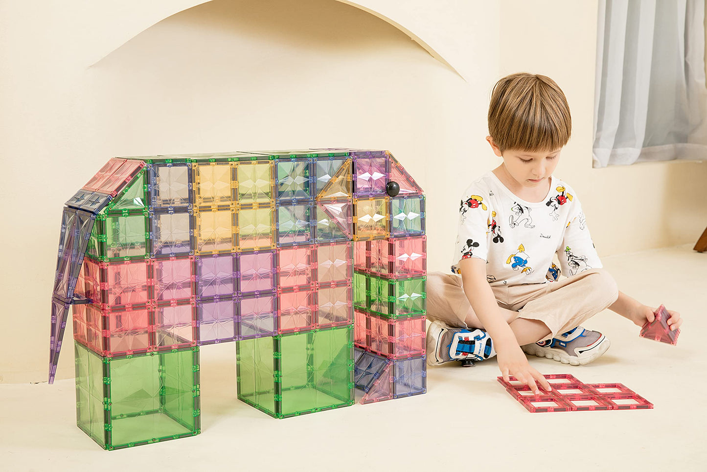 MEGAGONTILES 110PCS Premium Magnetic Tiles Set | STEM-Authenticated Magnetic Building Blocks | Educational Construction Toy for Kids Ages 3–8 (Boys & Girls)