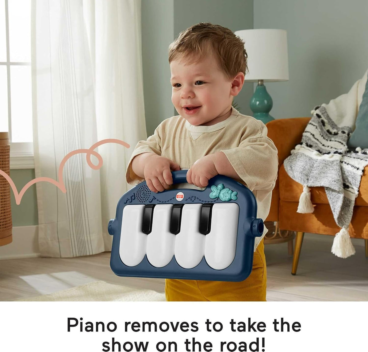 Fisher-Price Kick & Play Piano Baby Gym, Navy Fawn