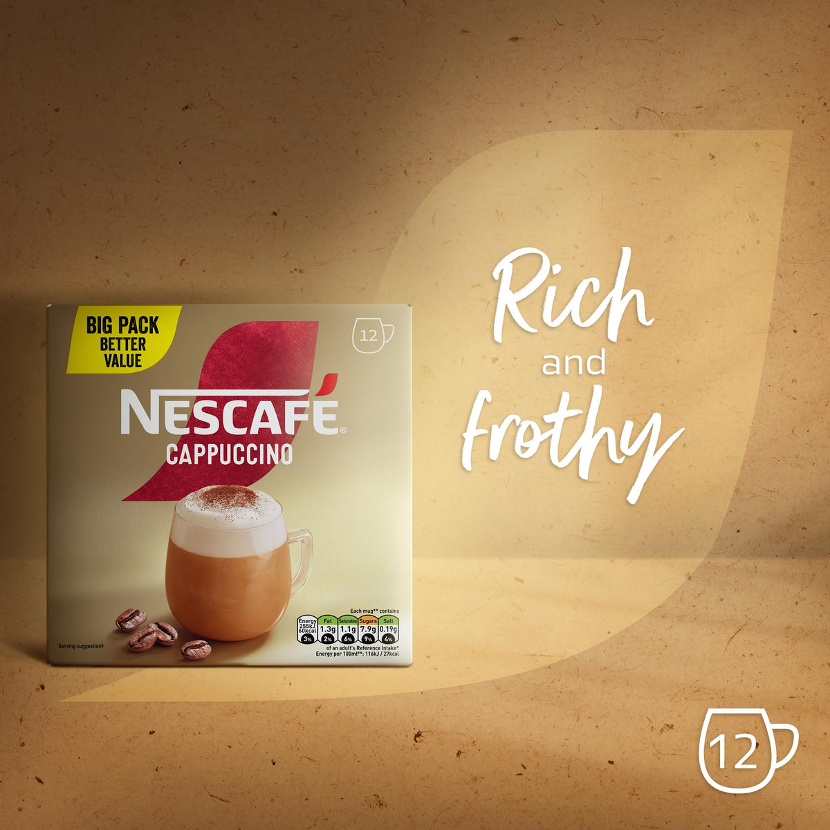 NESCAFÉ Cappuccino Instant Coffee Sachets - 72 x 15.5g