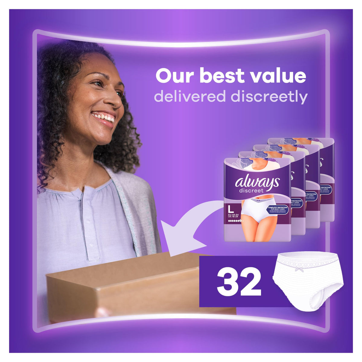Always Discreet Pants Plus Large 32 Pants (8ct X 4)