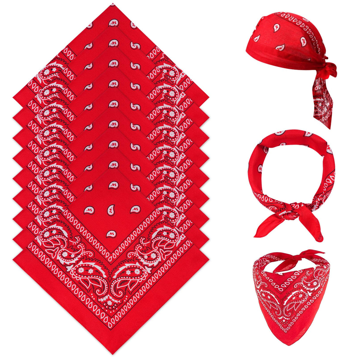 Aomig Bandana Head Scarf for Men and Women, Stylish Cowboy Headband Handkerchief, Multi-purpose Hair Scarf Paisley Print Unisex Headwraps, Bib Party Face Covering Headwear for Motorcycling