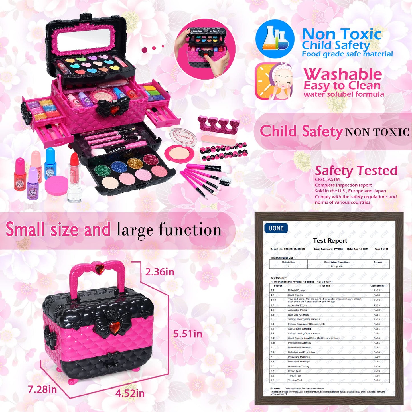 Kids Makeup Sets for Girls Toys - 74PCS Washable Makeup for Kids with Mirror, Real Dressing Table with Stand, Princess Play Makeup Kit Perfect for 3 4 5 6 7 8-12 Year Old Girls Birthday & Christmas