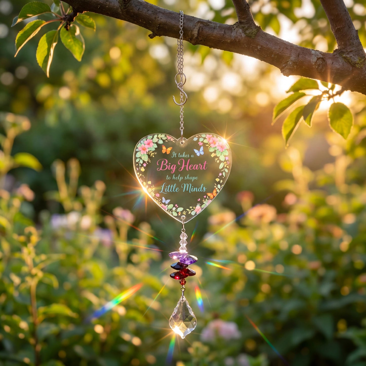 Teacher Gifts for Women Thank You Teachers Crystal Suncatcher Ornaments Teachers Day Graduation Retirement Christmas Birthday Appreciation Gift (Thanks)