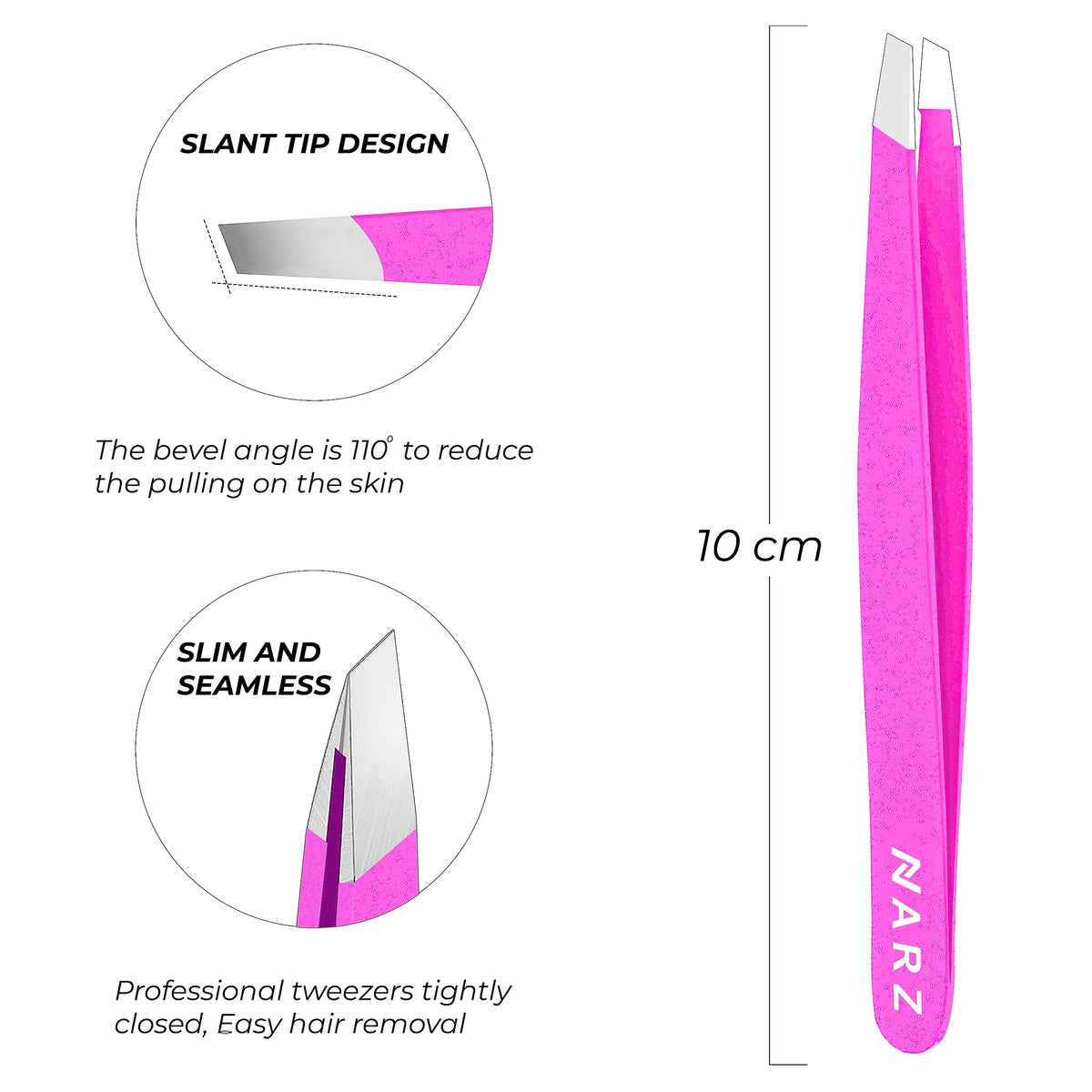 NARZ 1 Piece Professional Tweezer for Facial Hair Women & Men Stainless Steel Precision Tweezers for Ingrown Hair Tweezers for Men & Women (Shiny Black)