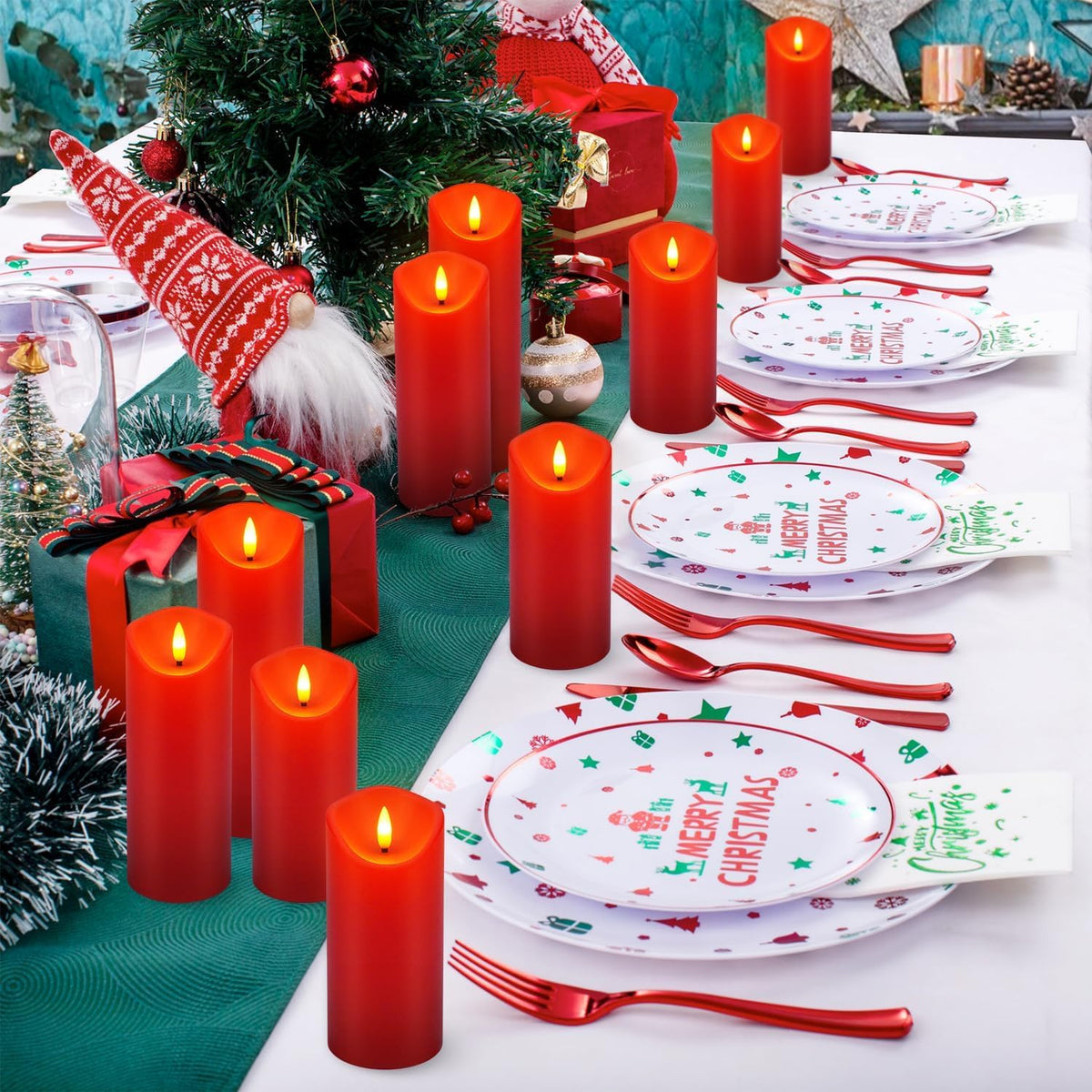 LIVEN Flickering Flameless Candles Battery Operated with Remote,Led Pillar Candles with Realistic Moving Wick Candles for Halloween,Christmas,Home Decor Pack of 12 (D2.2 xH 5" 6" 7")(White)