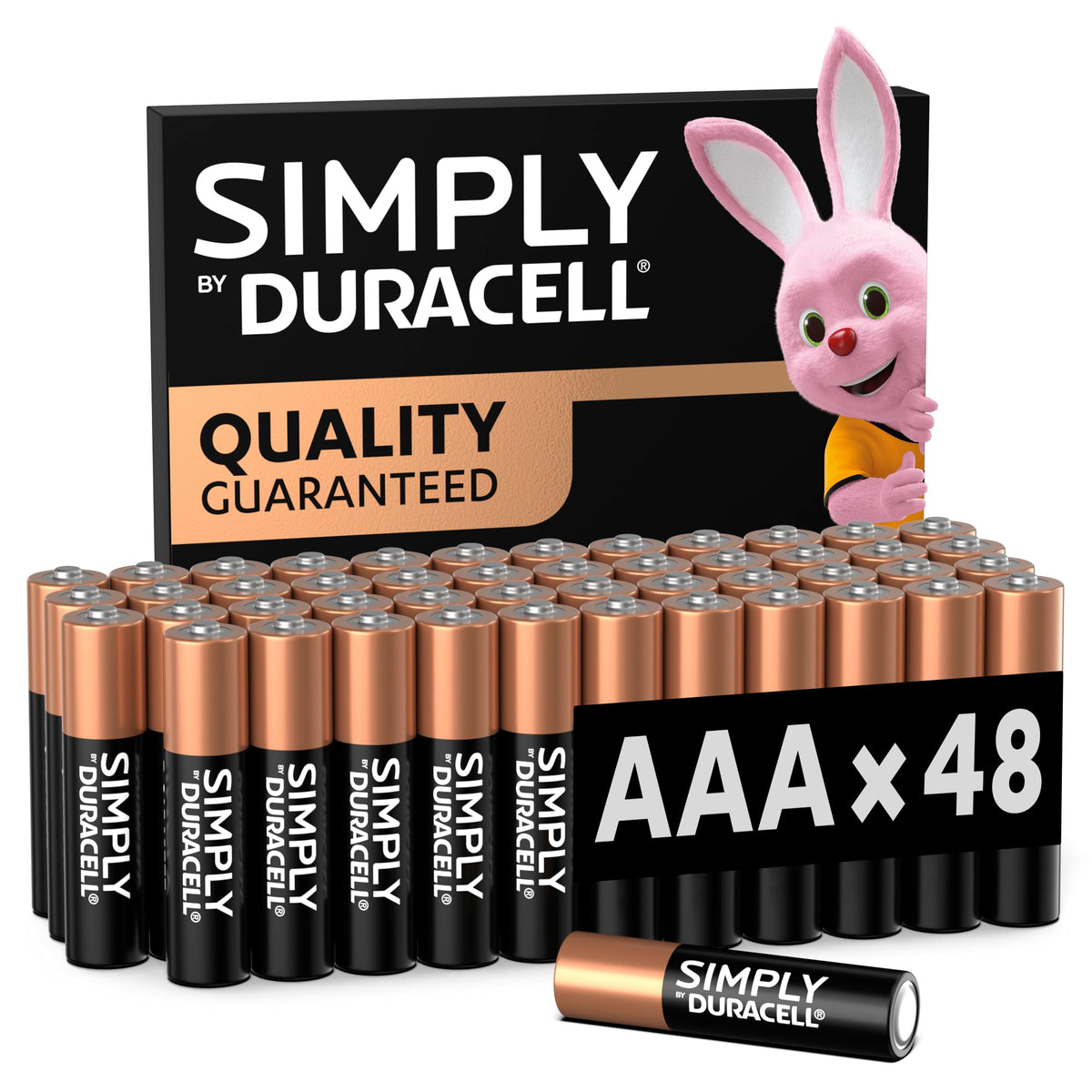 DURACELL Simply AA Batteries (48 Pack) - Alkaline Double A Battery 1.5V - Quality Guaranteed - Everyday Device - Plastic-Free Packaging