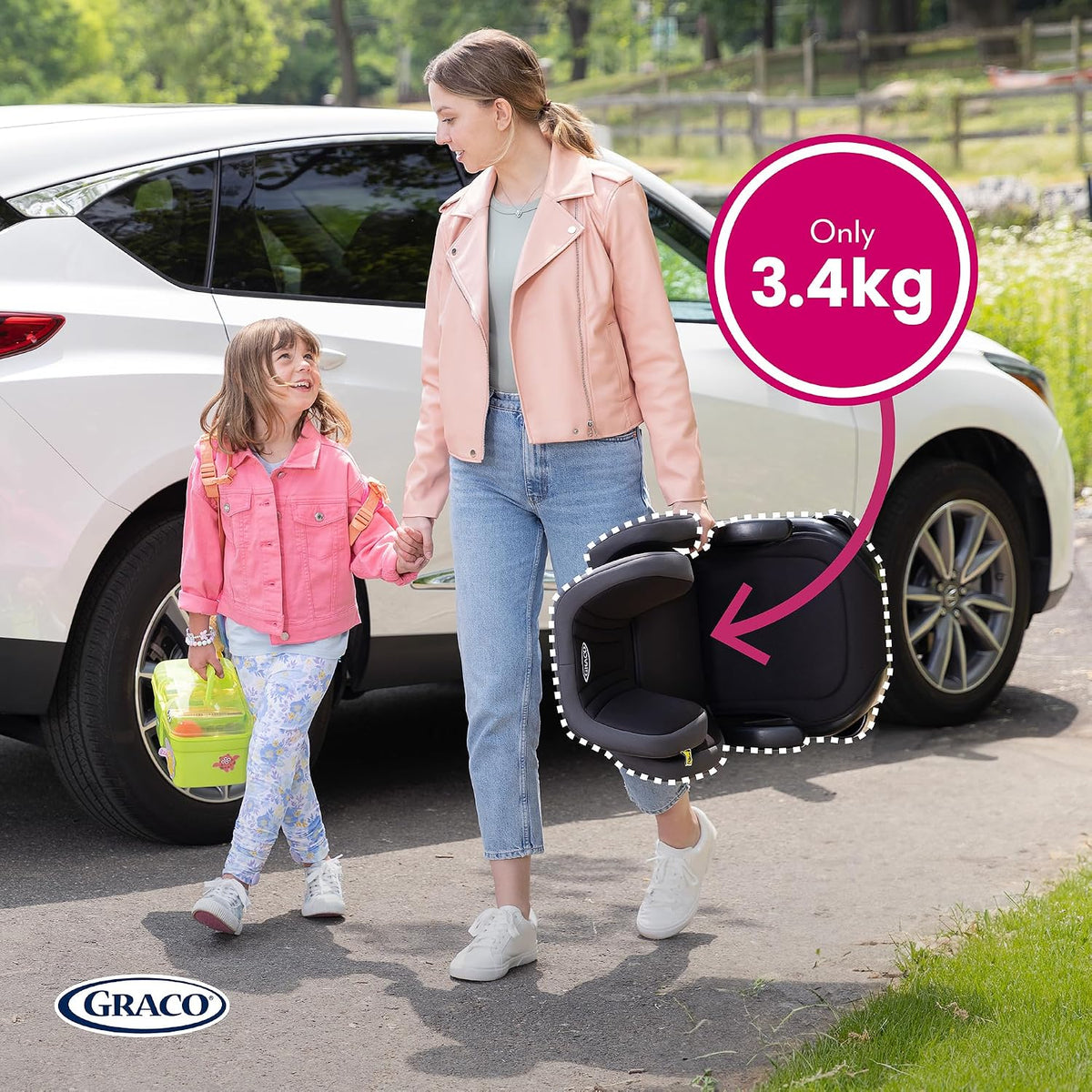 Graco Junior Maxi i-Size R129 Highback Booster car seat with cupholders, Suitable from 100-150cm (approx. 3.5 to 12 years), Midnight fashion