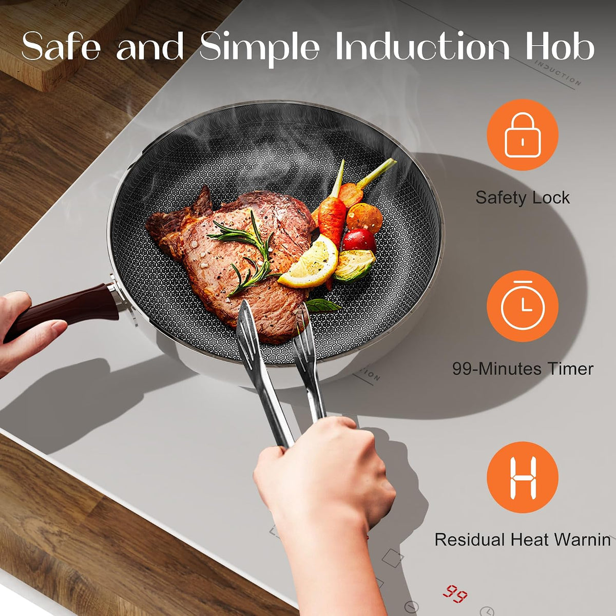 White Induction Hob 4 Ring Plug in, 2800W Electric Hob 13amp