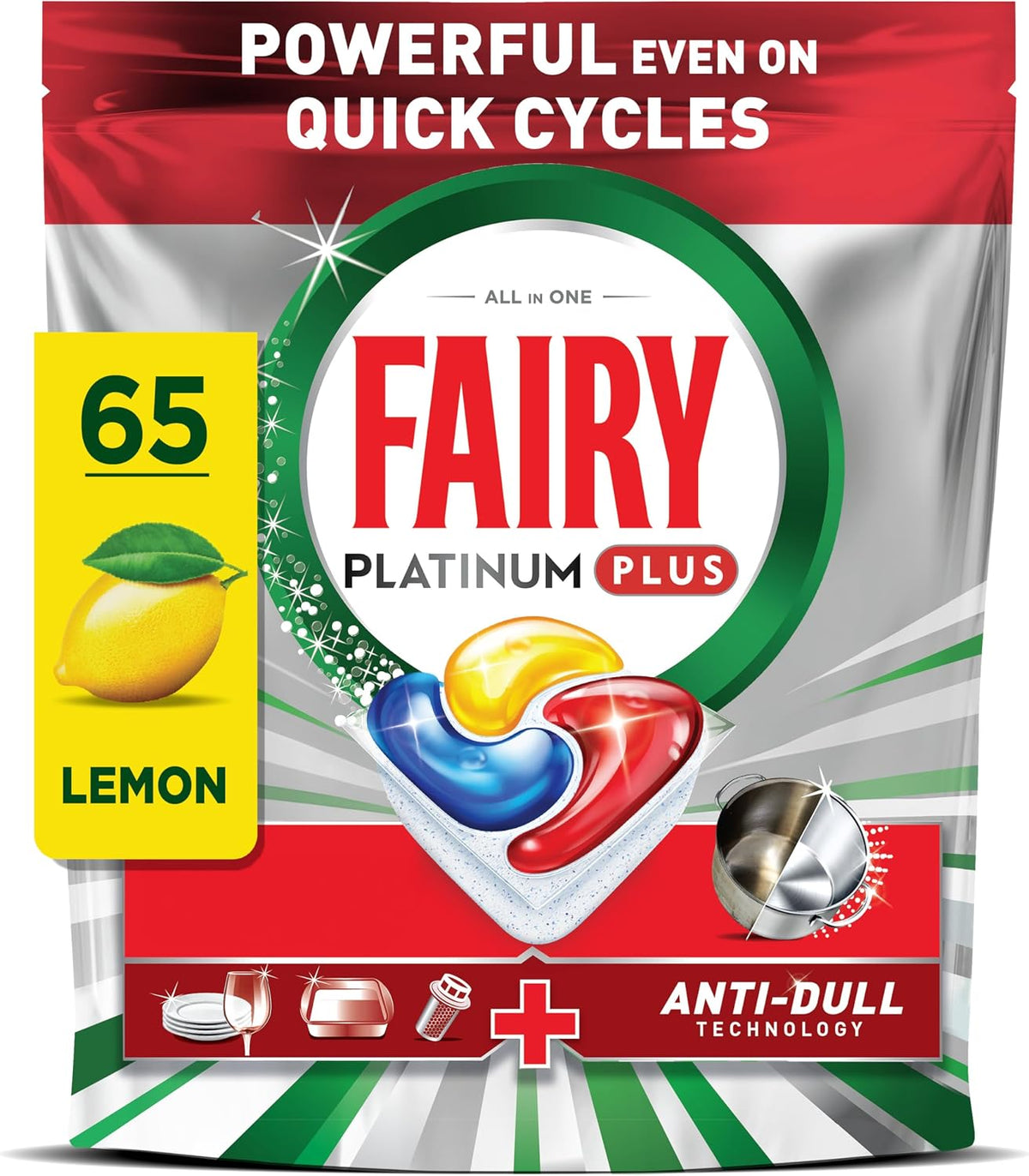 Fairy Platinum Plus Dishwasher Tablets Lemon, 65 Capsules