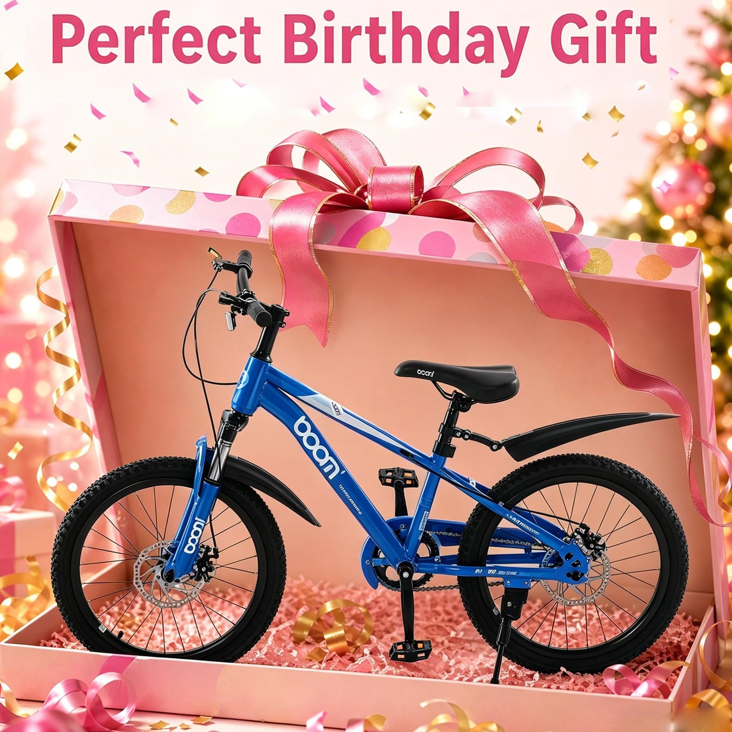 BSTSEL Kids Road Bike 18" with Front Suspension, Disc Brakes & Kickstand — Pink