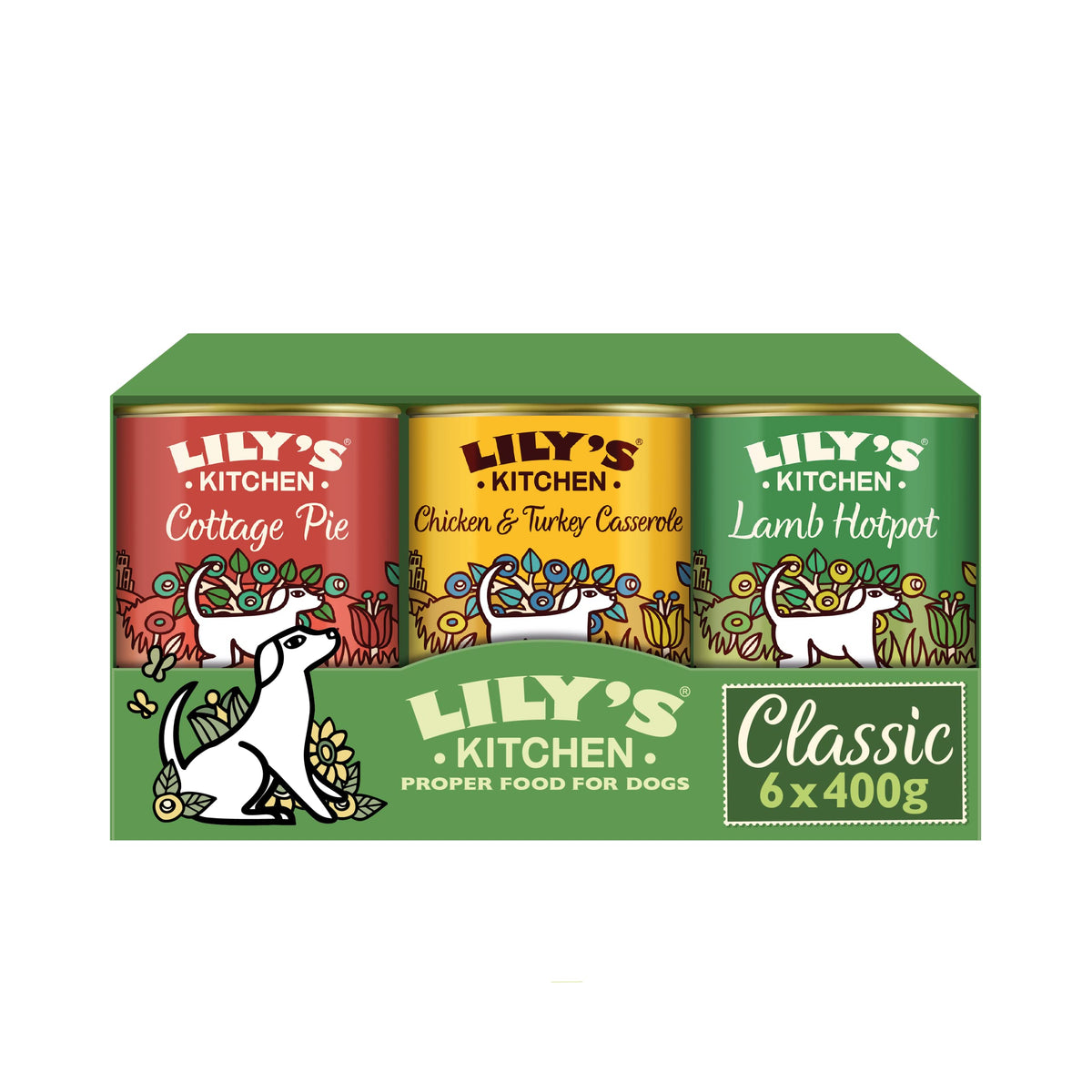 Lily's Kitchen Natural Adult Dog Food Wet Trays - Classic Dinners Multipack - Chicken, Lamb & Beef - Complete Meal Recipes (6 Trays x 150g)