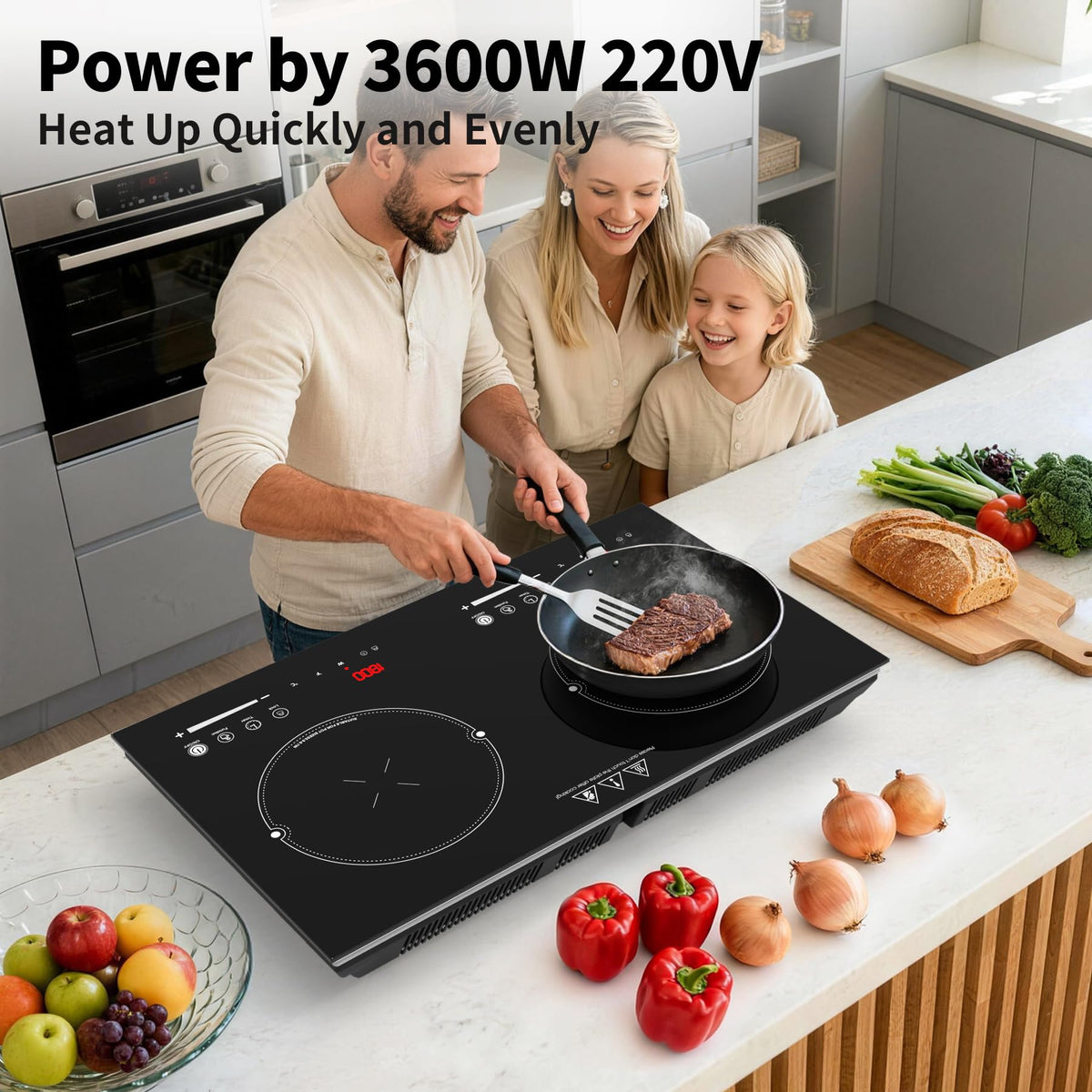 GIHETKUT single electric hob,220V 2000W Electric Hob with LED Touch Control,10 Power Levels, 4H Timer, Safety Lock,portable single burner hob Overheat protection