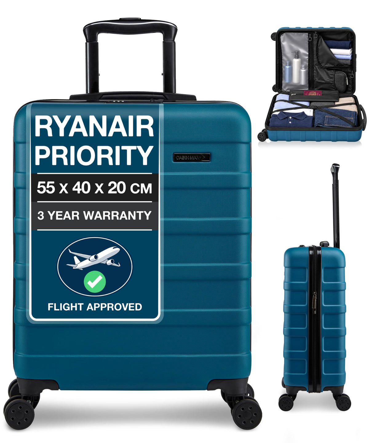 Cabin Max Cabin Suitcase Large for Ryanair, Easyjet 55x40x20 Hand Luggage