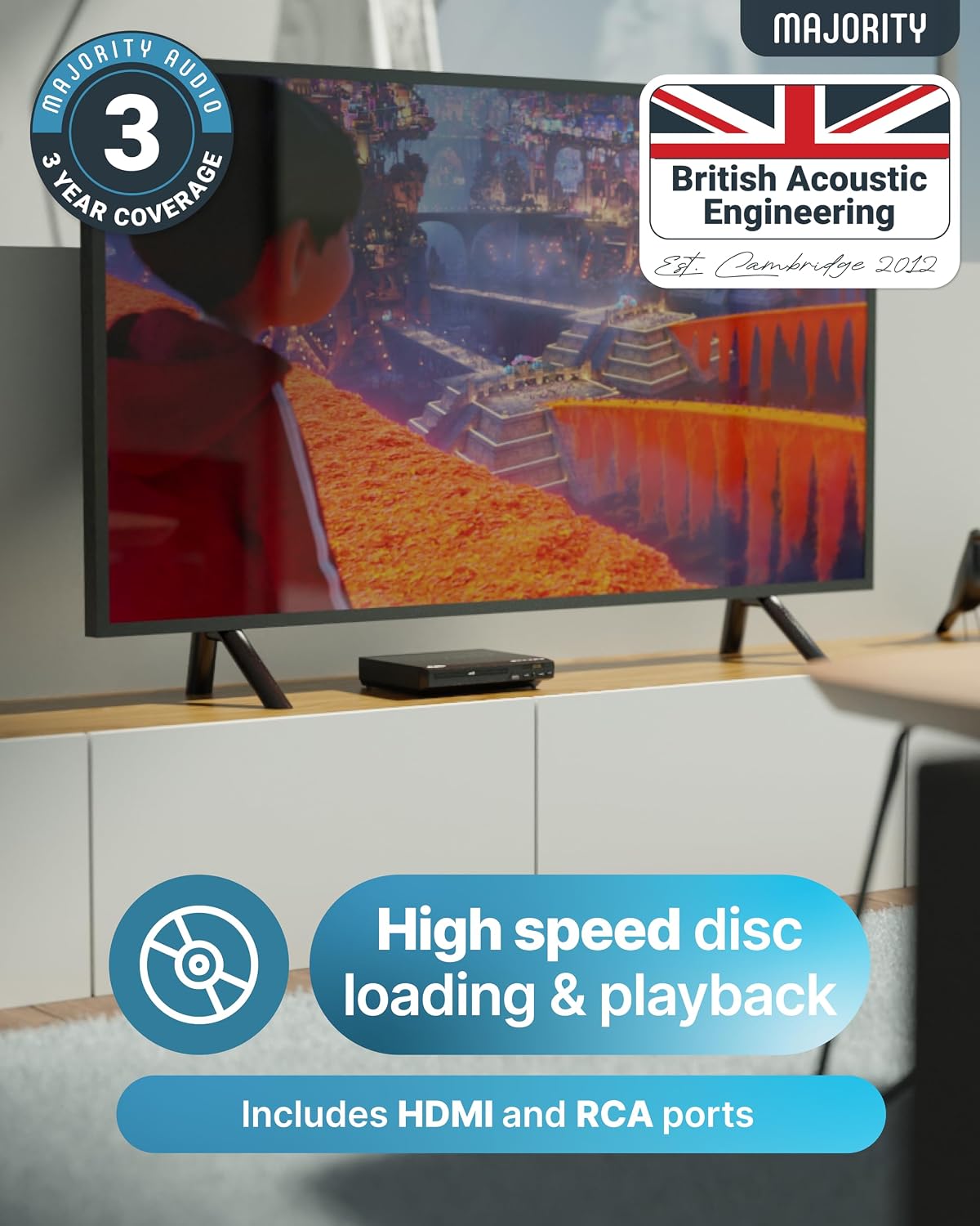 MAJORITY HDMI DVD Player for TV 1080P Region Free DVD Players for Smart TV