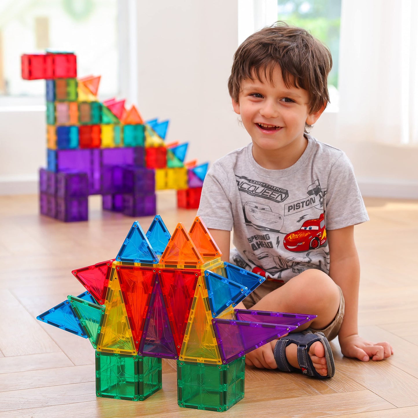 MEGAGONTILES 110PCS Premium Magnetic Tiles Set | STEM-Authenticated Magnetic Building Blocks | Educational Construction Toy for Kids Ages 3–8 (Boys & Girls)
