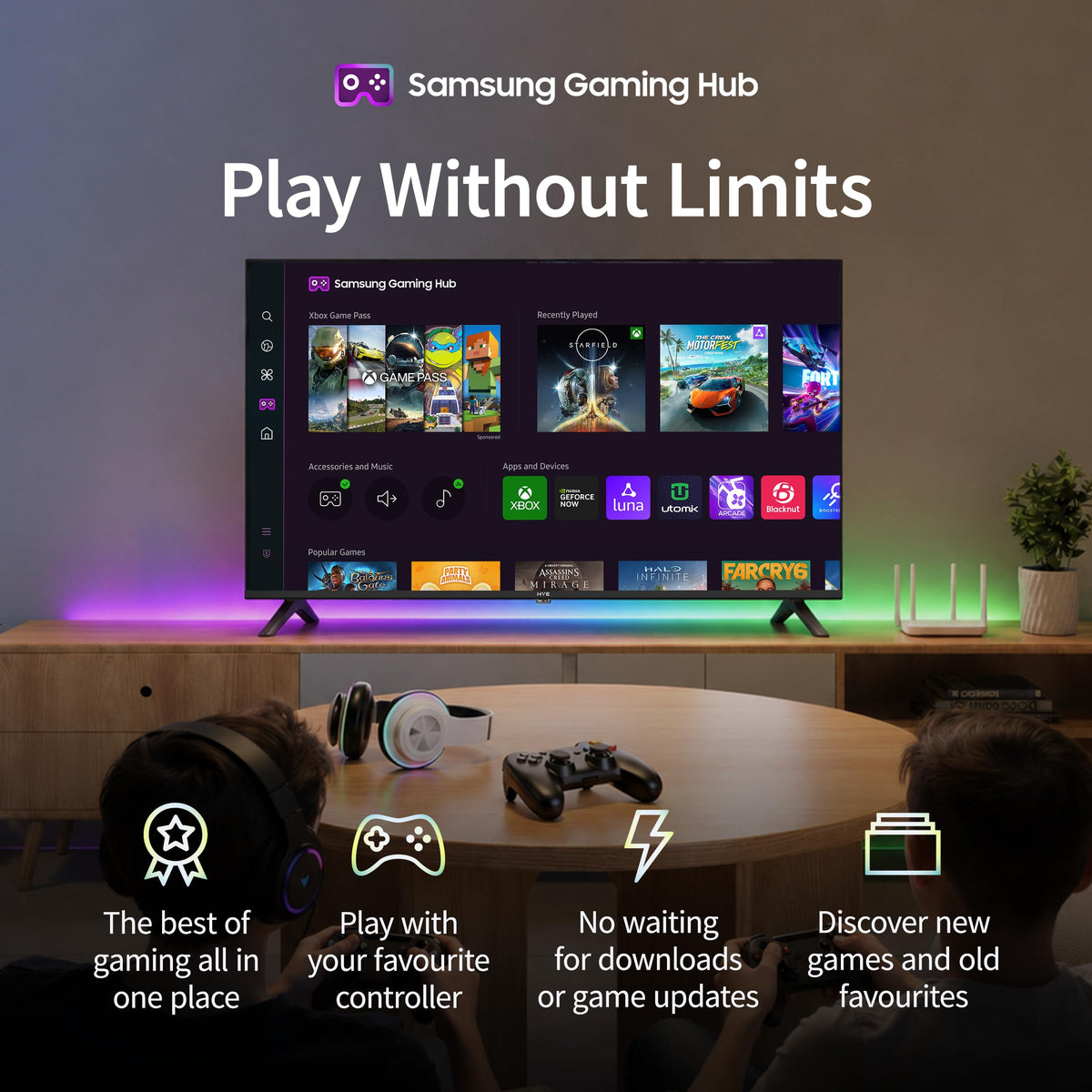 HYE 50" LED Smart TV - 4K Ultra HD, Samsung Tizen OS & Gaming Hub, Black