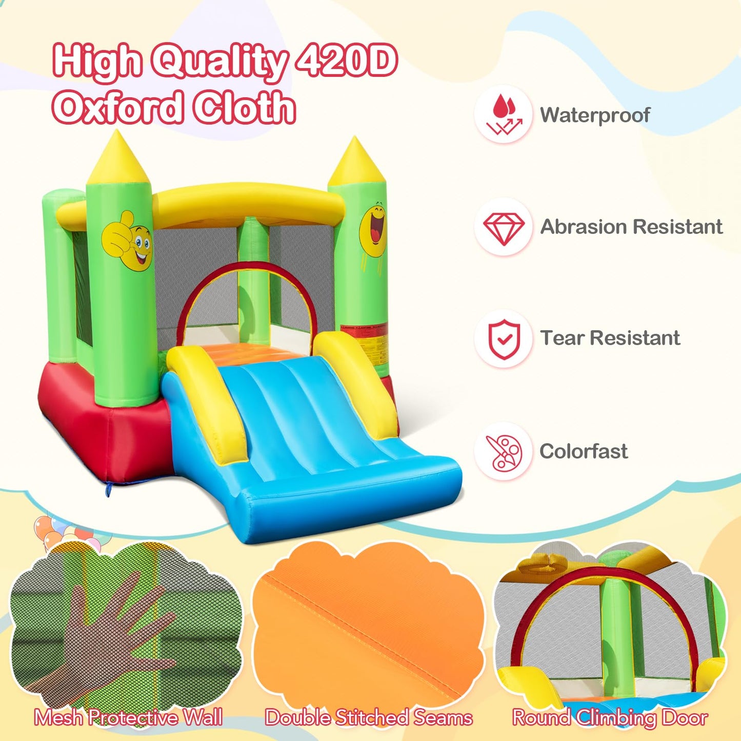 Maxmass Kids Inflatable Bouncy Castle with Slide & Basketball Hoop — 297x203x189cm | Ages 6-14