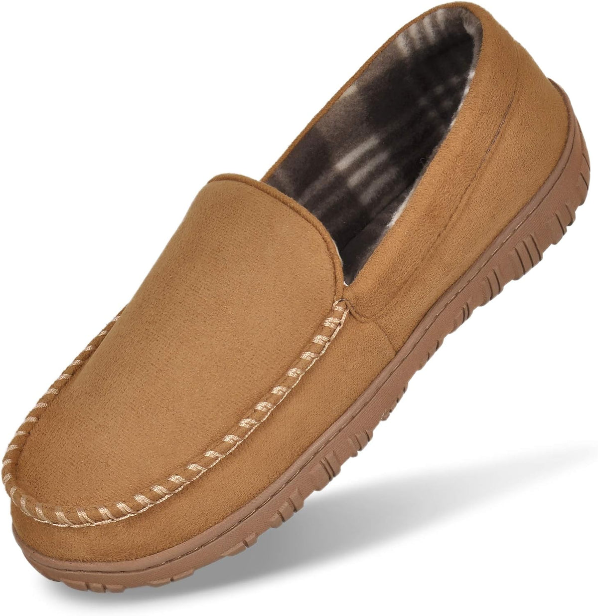MIXIN Men's Cozy Moccasin Slippers Anti-Skid Slip On House Slippers with Comfy Memory Foam