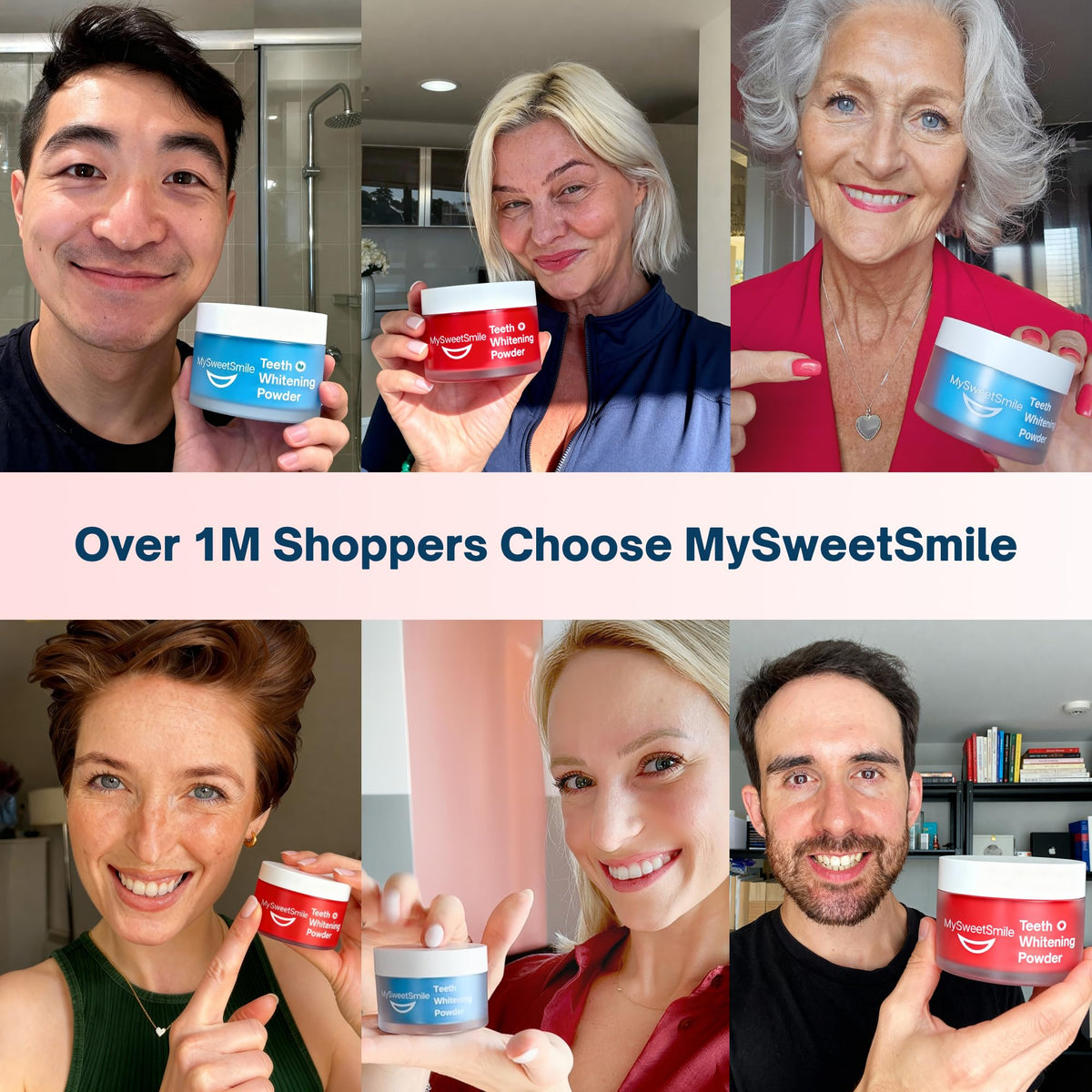 MySweetSmile 3-in-1 Teeth Whitening Powder – 6 Month Supply – Mint Flavour