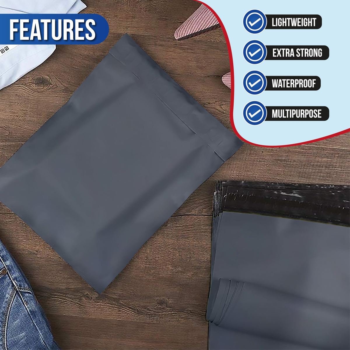 50 Grey Parcel Bags 10" x 14" Self Seal Postage Bag 254mm x 356mm Eco-Friendly Plastic Packaging Delivery Bags A4 Letter Mailing Bag Strong Waterproof Poly Mailers