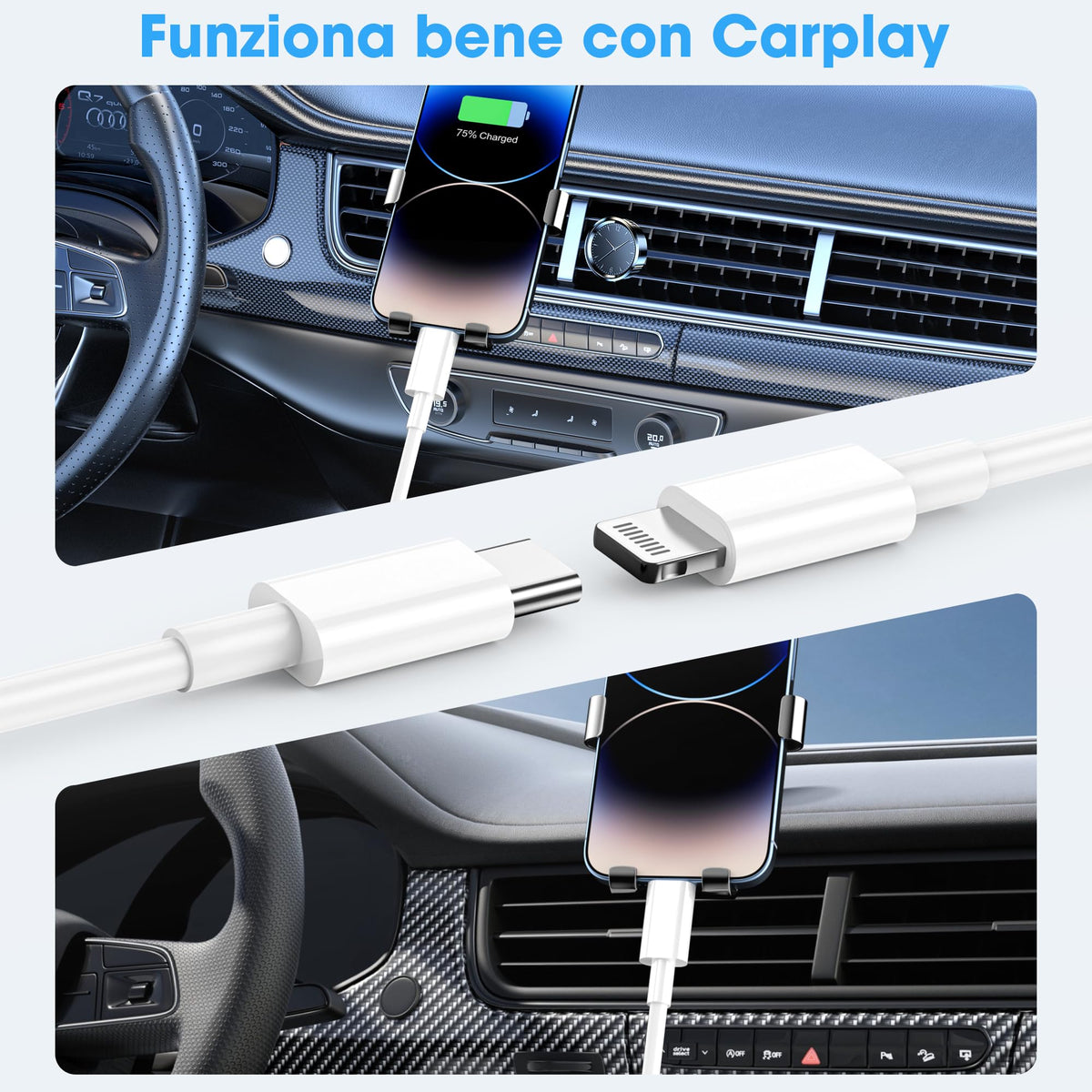 BSTOEM USB C to Lightning Cable, iPhone Charger 2Pack 1M +2M MFi Certified