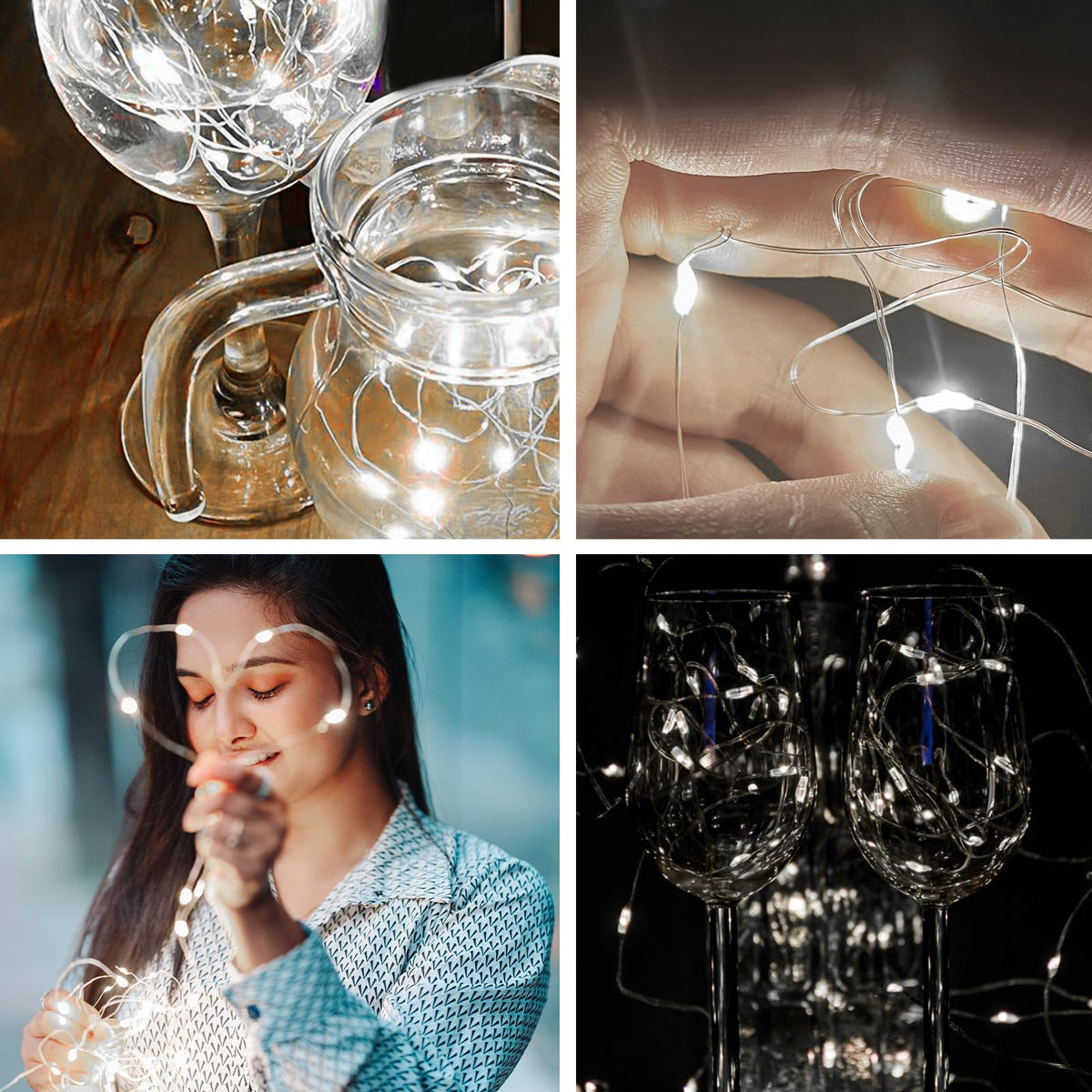 Jsdoin Fairy Lights, 6 Pack 2m 20 Led Battery Operated String Lights Copper Wire Light for Indoor Outdoor Lighting, Bedroom, Wedding Decor, Party, Christmas, Tree Decoration (Warm White)