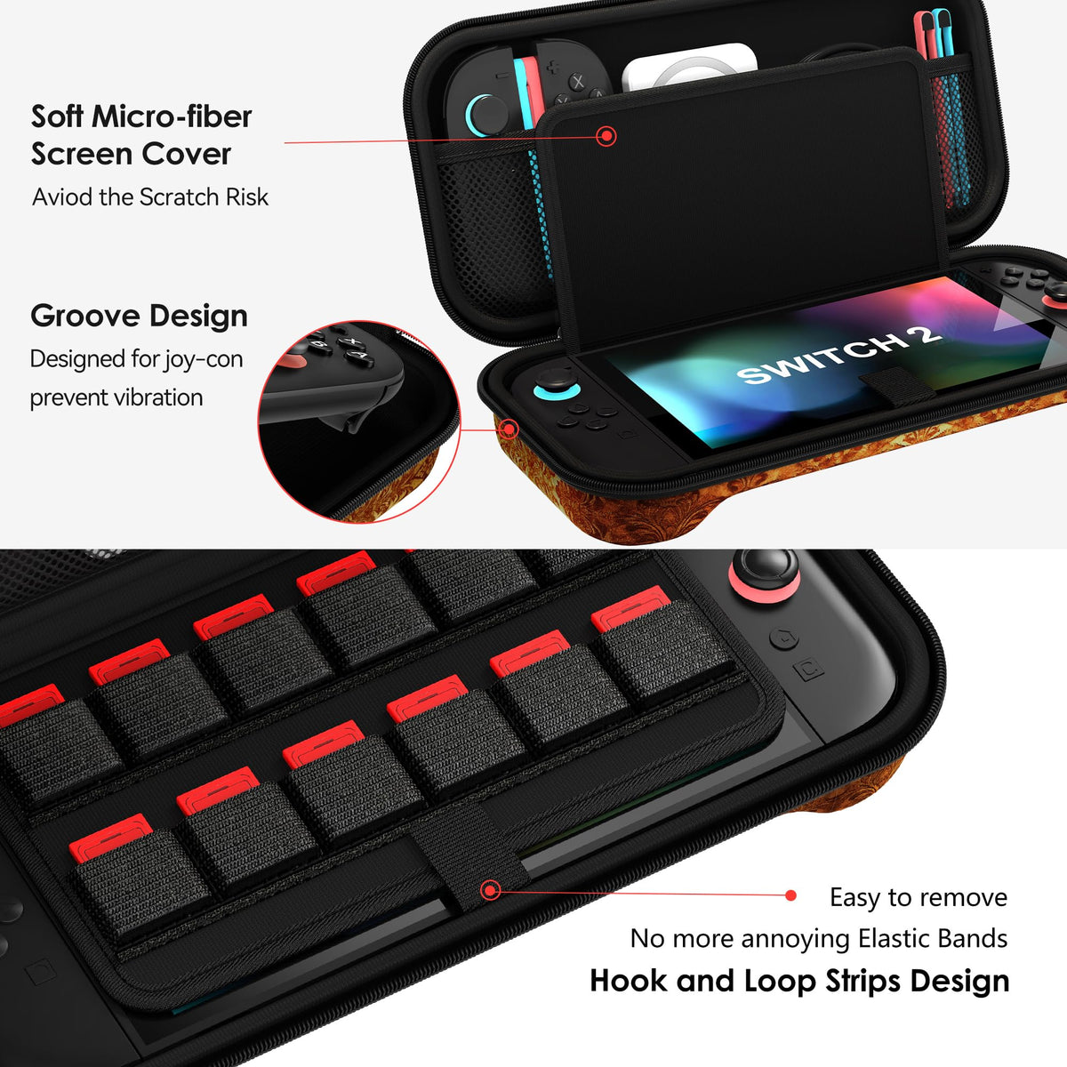 ivoler Carry Case for Nintendo Switch 2 (2025 Model) – Protective Portable Hard Shell Pouch Carrying Travel Game Bag for Nintendo Switch 2 Accessories Holds 12 Game Cartridge– Black