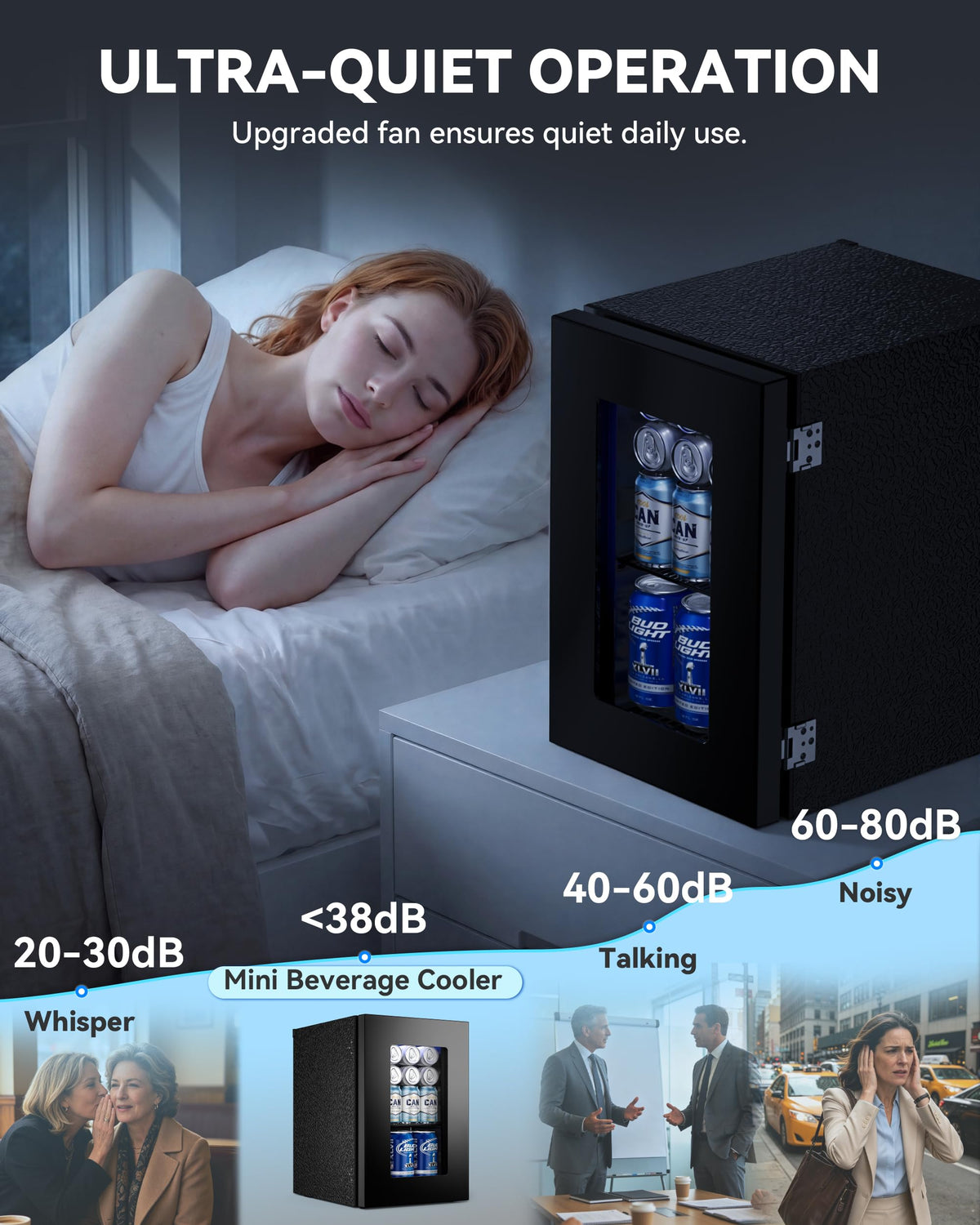 JUMMICO Compressor Beverage Cooler 36L 4-16°C Digital Display Black